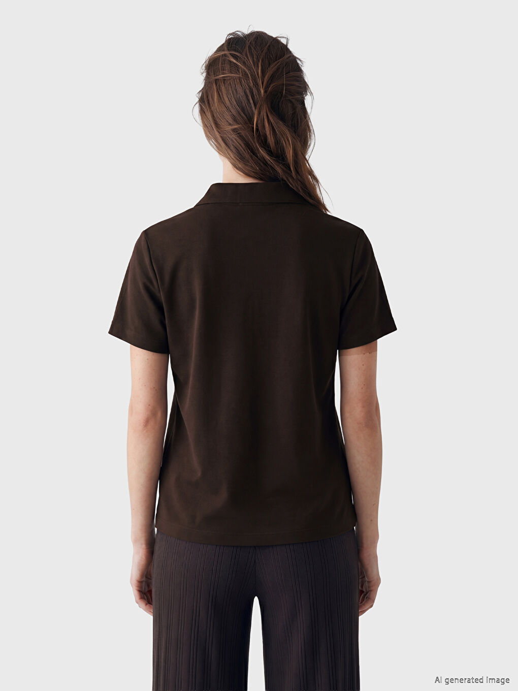 Polo Collar Striped Women's T-Shirt-3