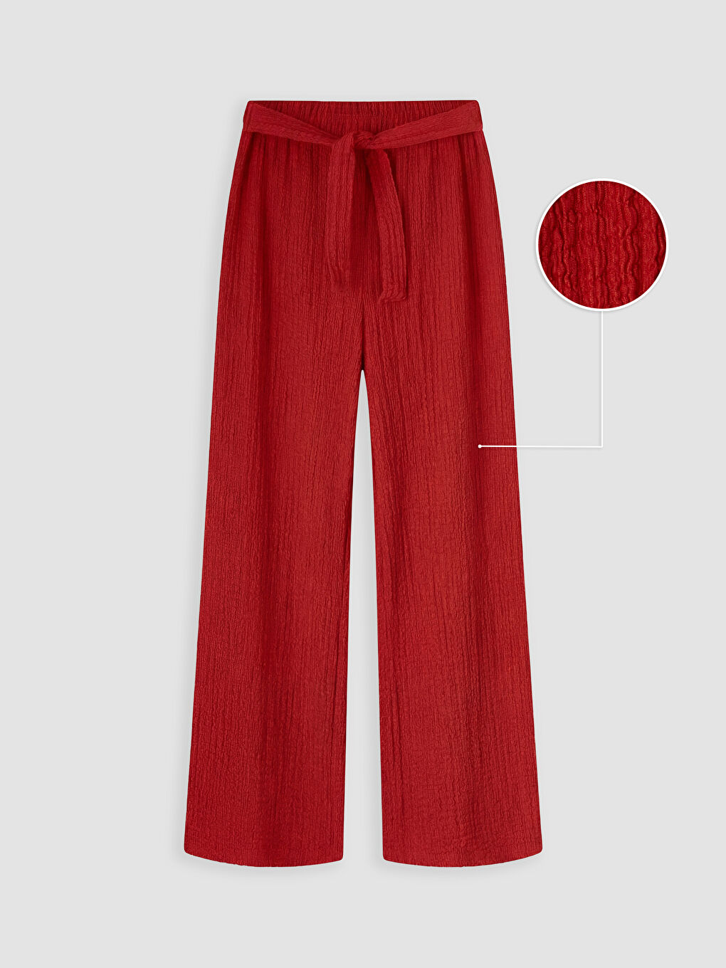 Kırmızı Dokulu Geniş Paça Kız Çocuk Pantolon