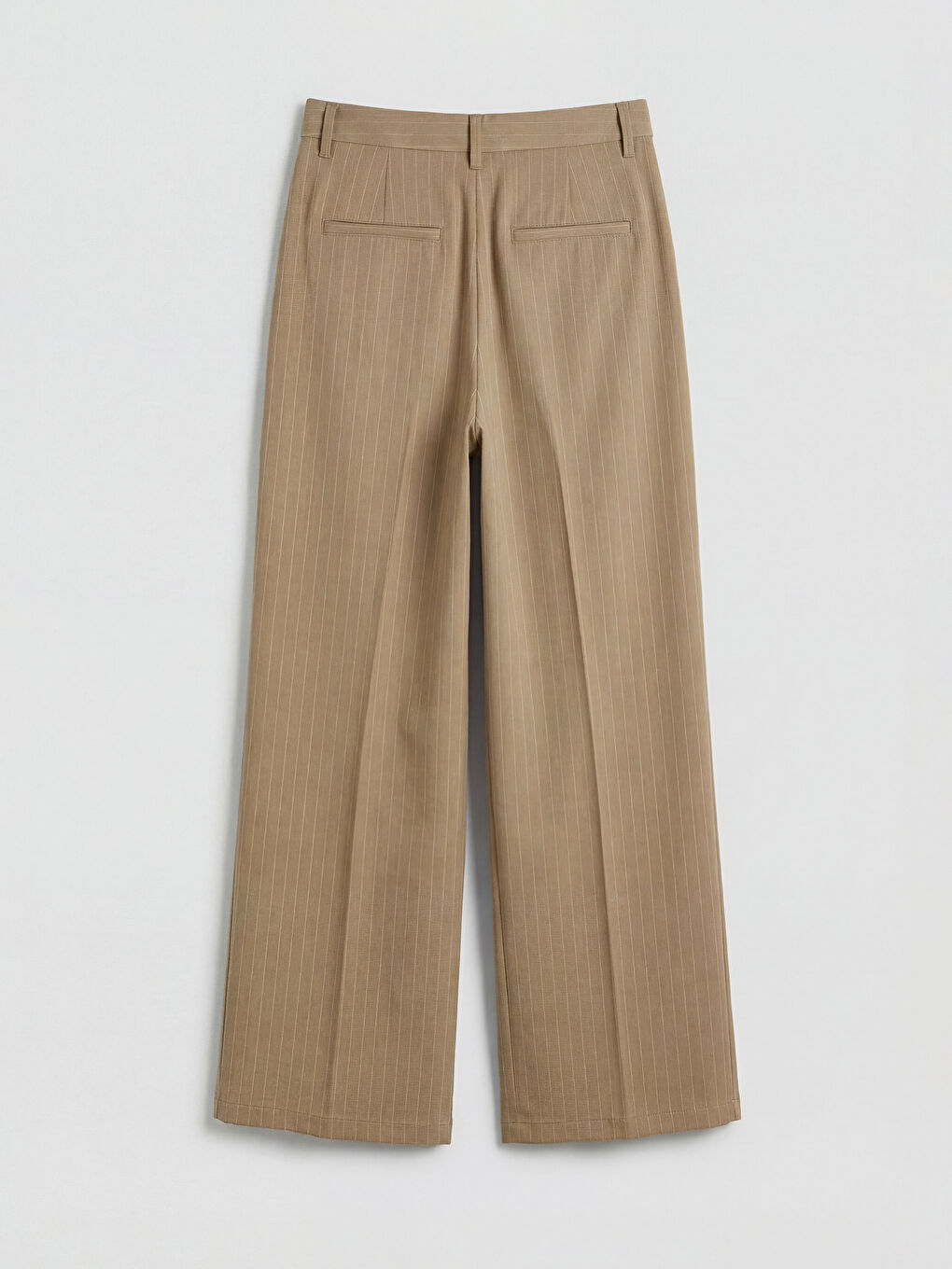 Haki Çizgili Keten Karışımlı Kadın Pantolon-5