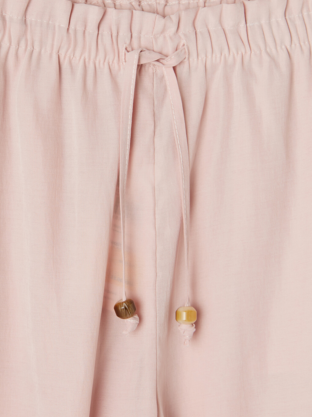 Pembe Beli Lastikli Geniş Paça Kadın Pantolon-1