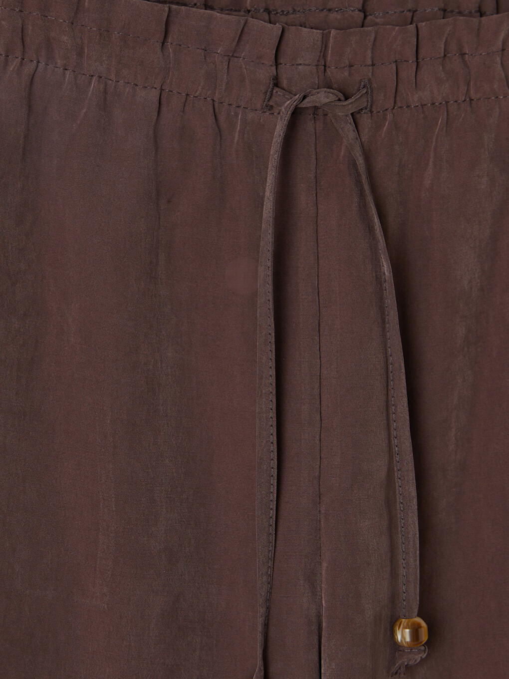 Kahverengi Beli Lastikli Geniş Paça Kadın Pantolon-1
