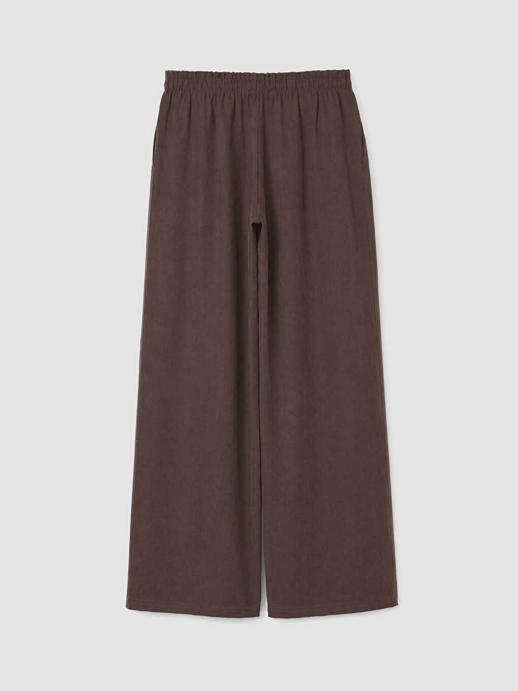 Kahverengi Beli Lastikli Geniş Paça Kadın Pantolon-2