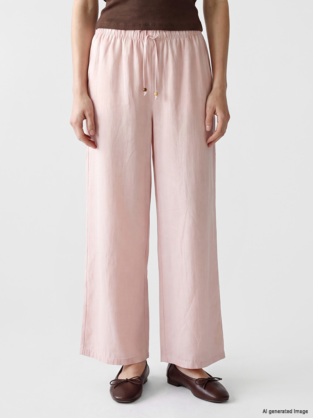 Elastic Waist Wide Leg Women's Trousers-1