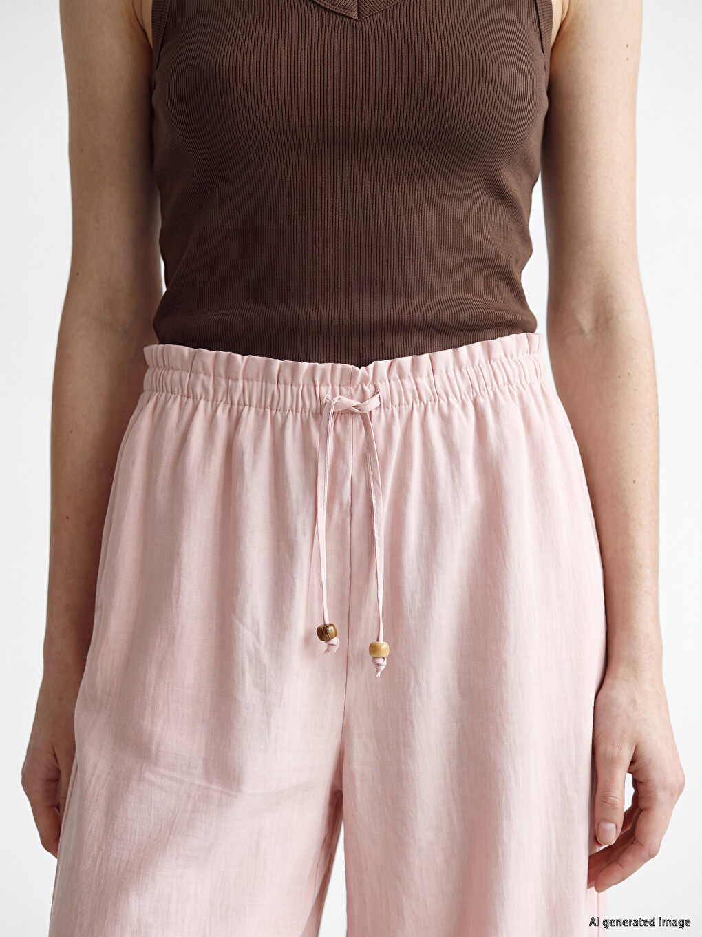 Elastic Waist Wide Leg Women's Trousers-2