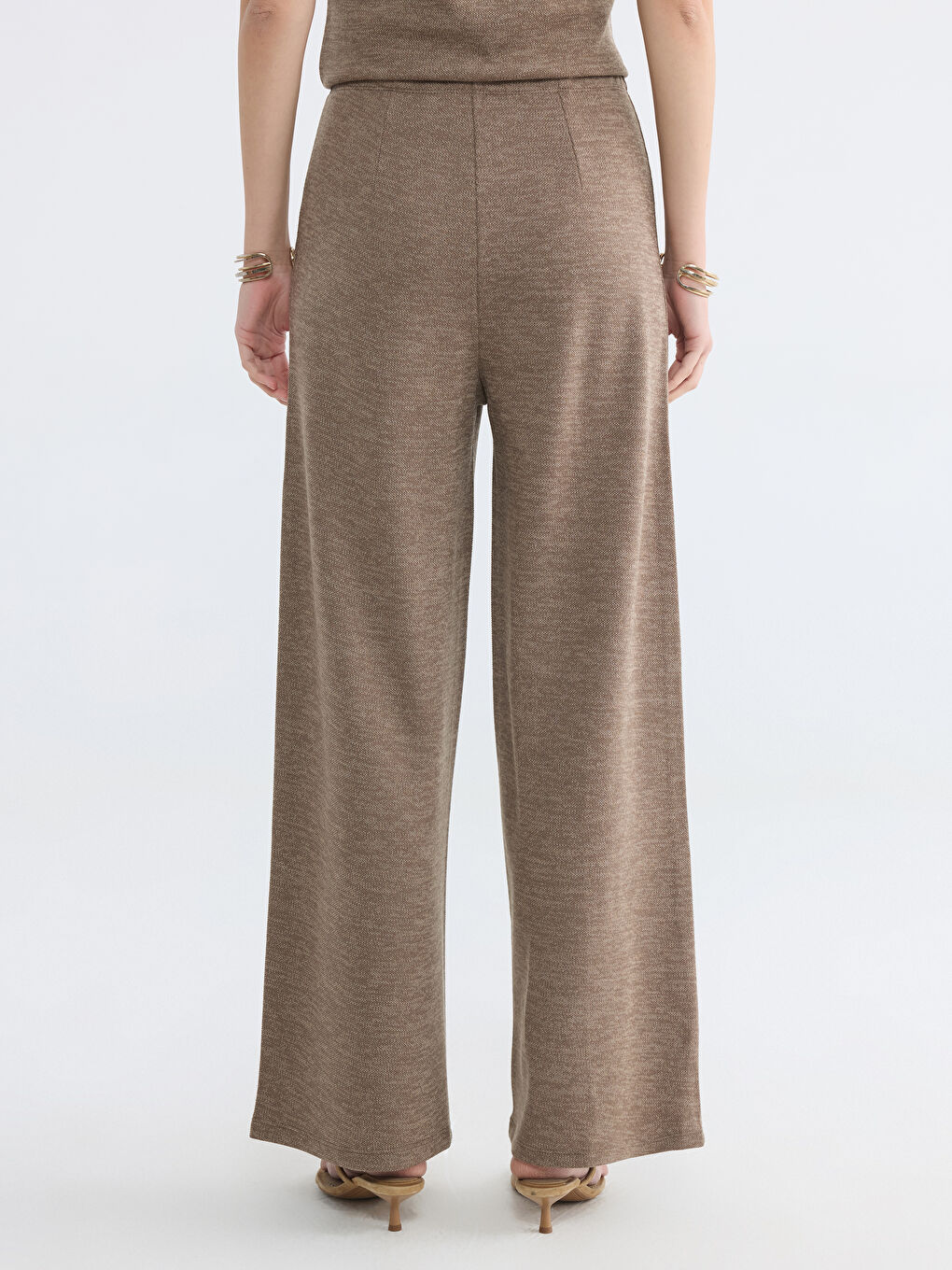 Bej Beli Lastikli Soft Touch Kadın Eşofman Altı-3