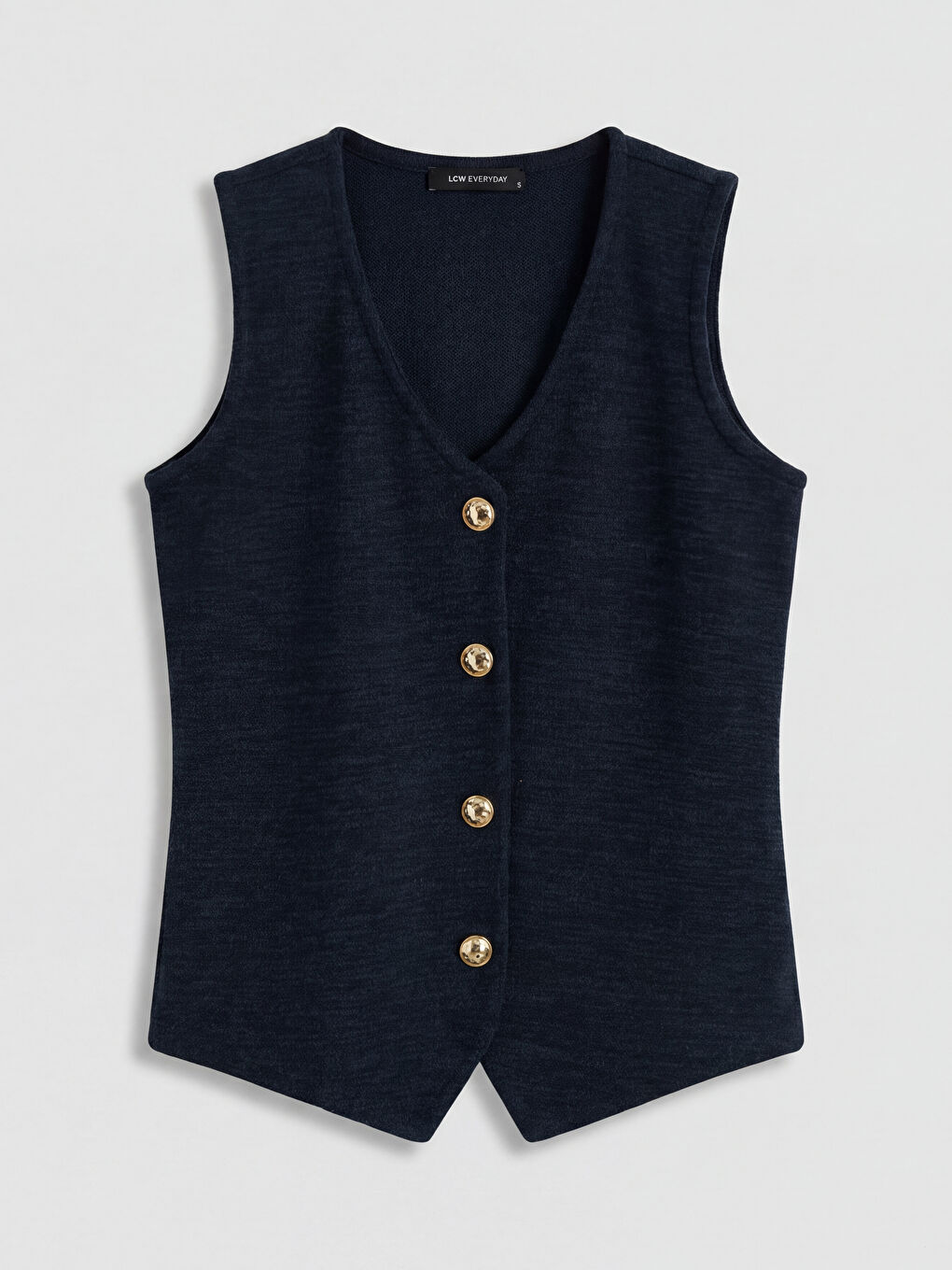 Lacivert V Yaka Pike Kadın Yelek-4