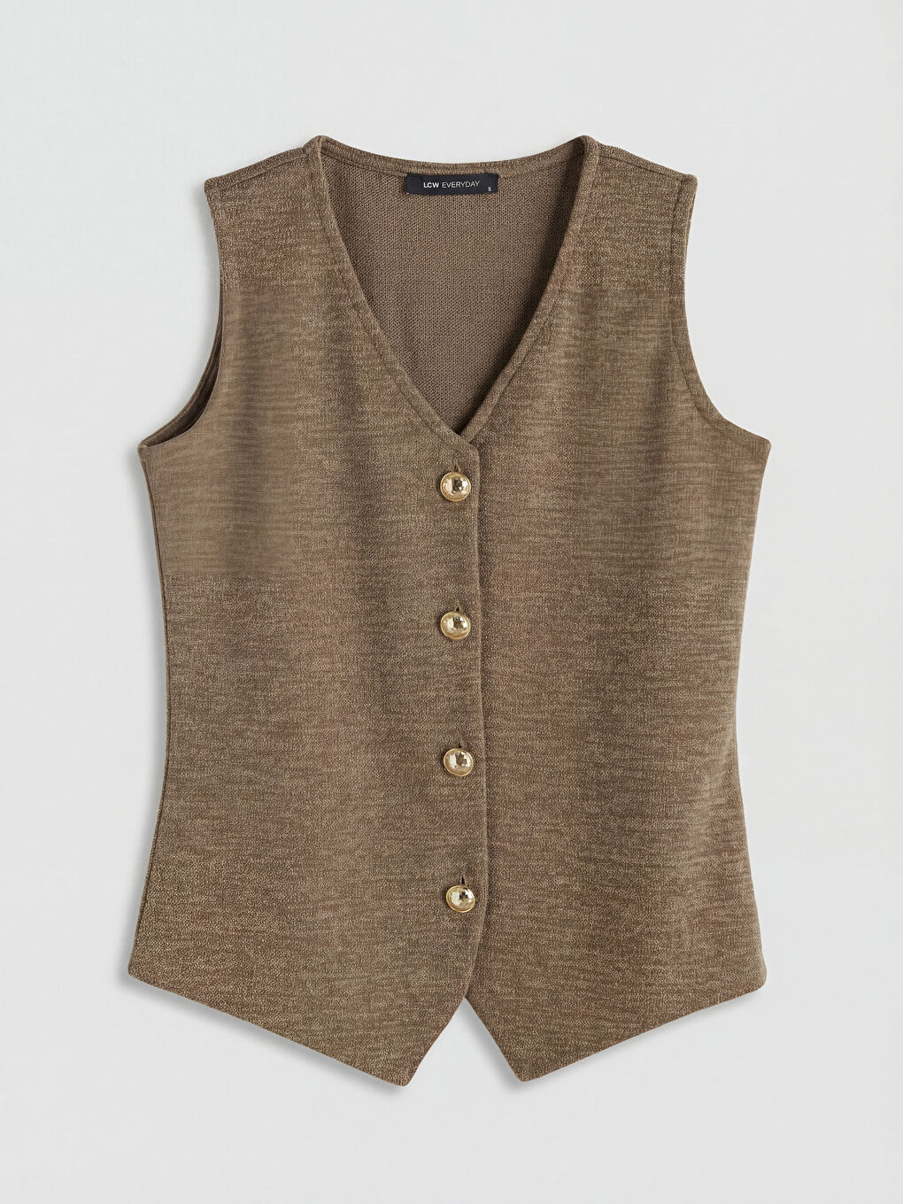 Bej V Yaka Pike Kadın Yelek