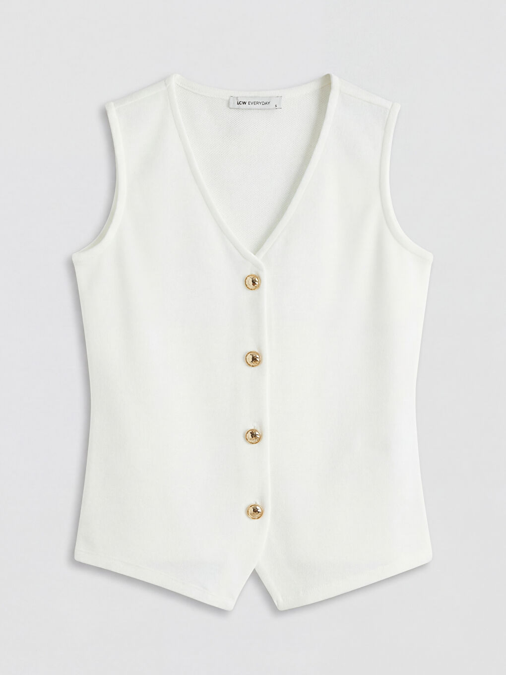 Ekru V Yaka Pike Kadın Yelek