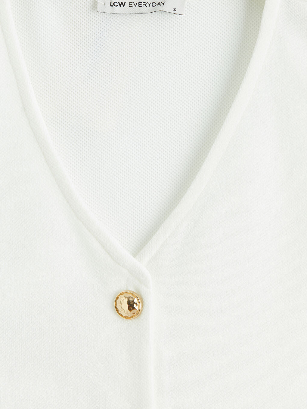 Ekru V Yaka Pike Kadın Yelek-1