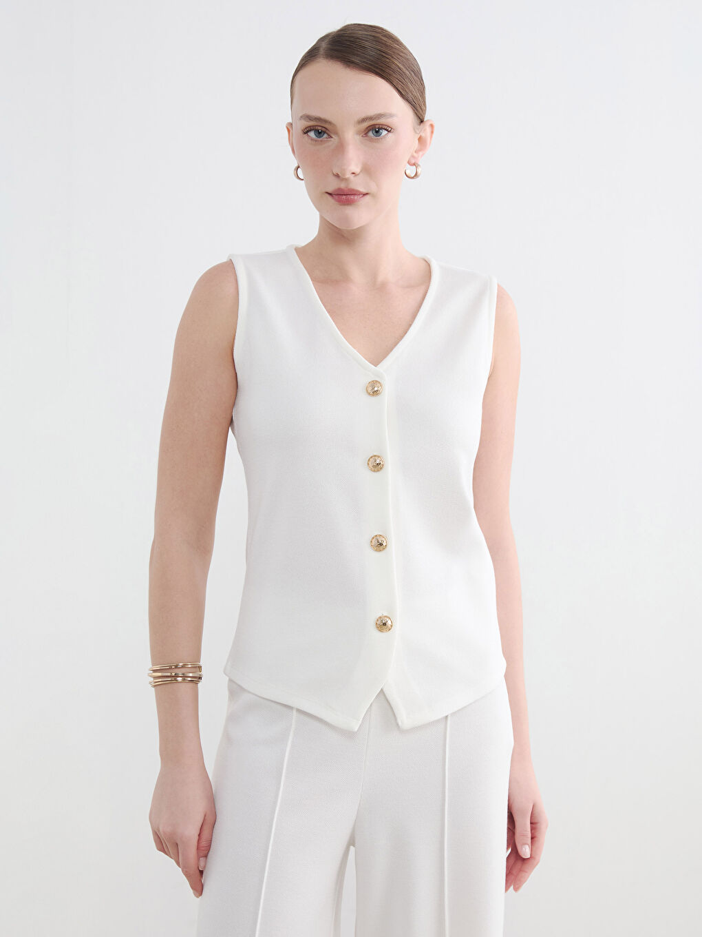Woman White Waistcoat
