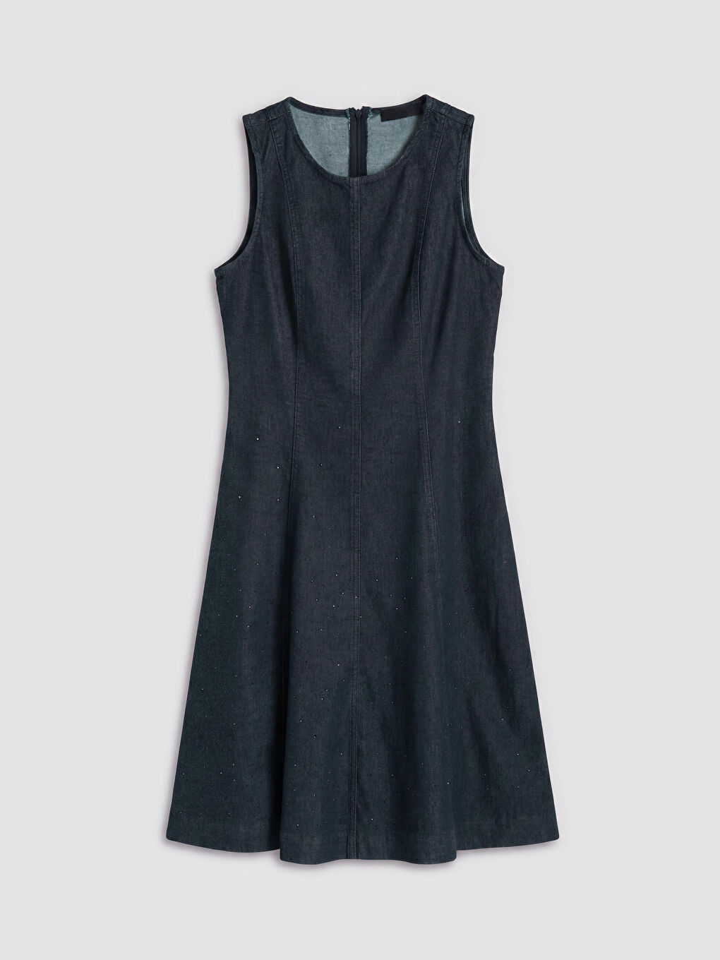 İndigo Belden Oturtmalı Mini Jean Elbise