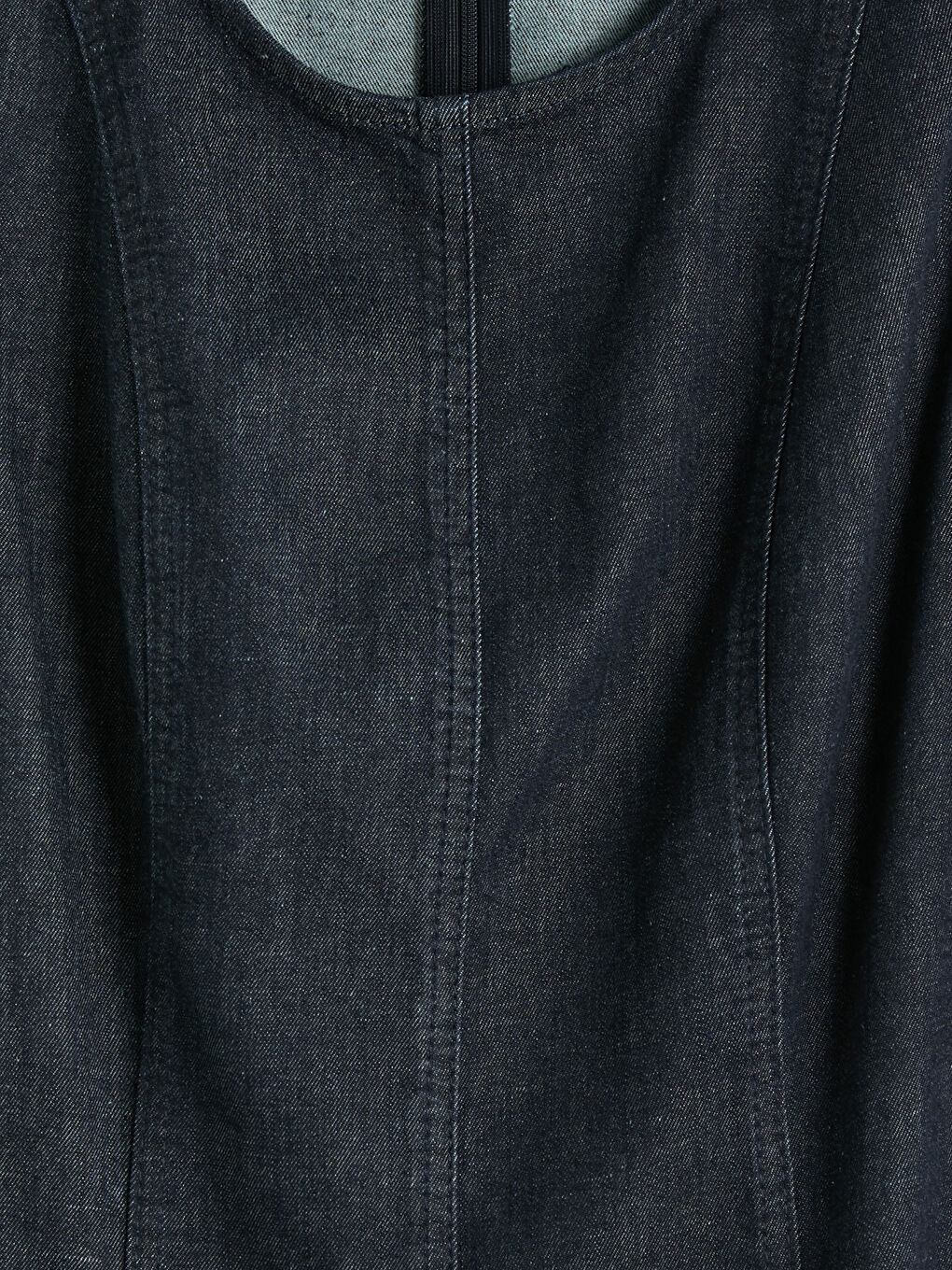 İndigo Belden Oturtmalı Mini Jean Elbise-2