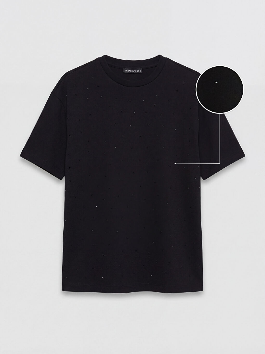 Siyah Taşlı Soft Touch Kadın Tişört