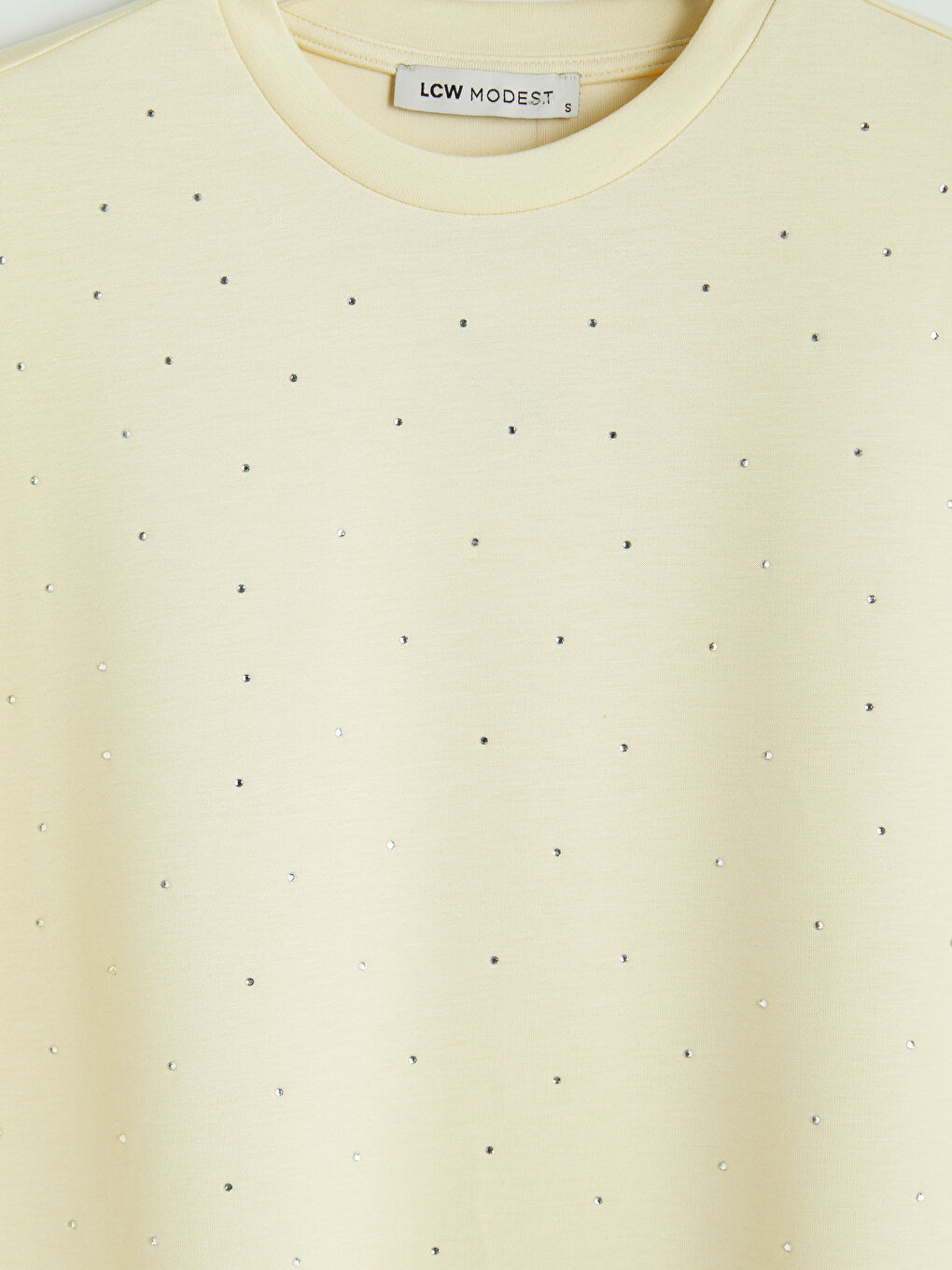 Sarı Taşlı Soft Touch Kadın Tişört-2