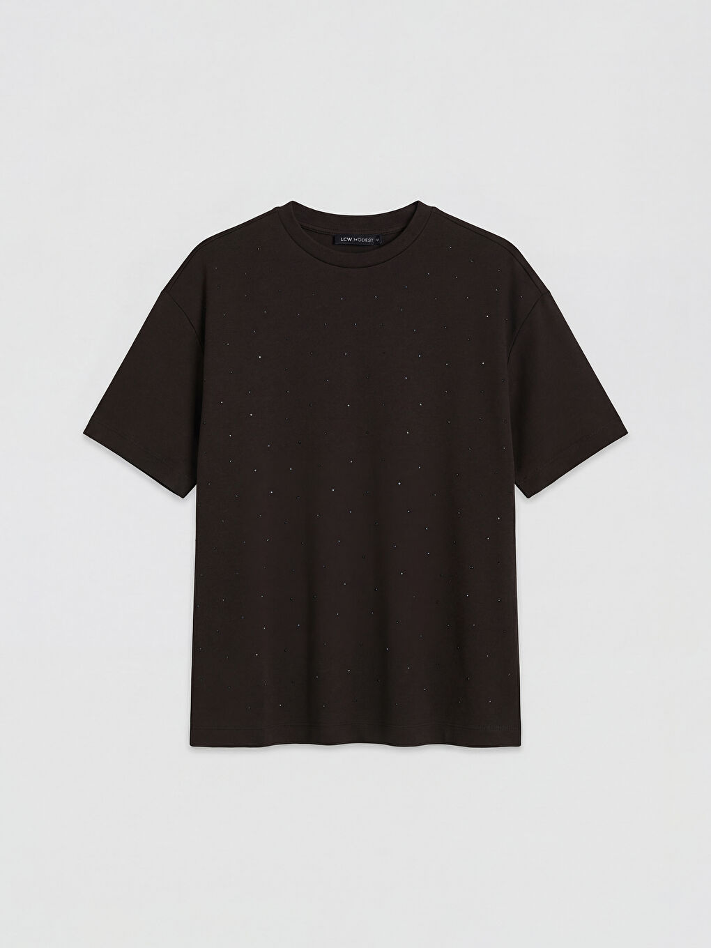 Kahverengi Taşlı Soft Touch Kadın Tişört