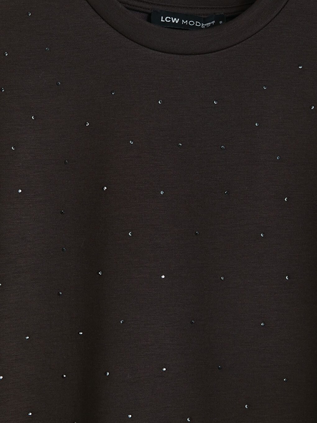 Kahverengi Taşlı Soft Touch Kadın Tişört-2