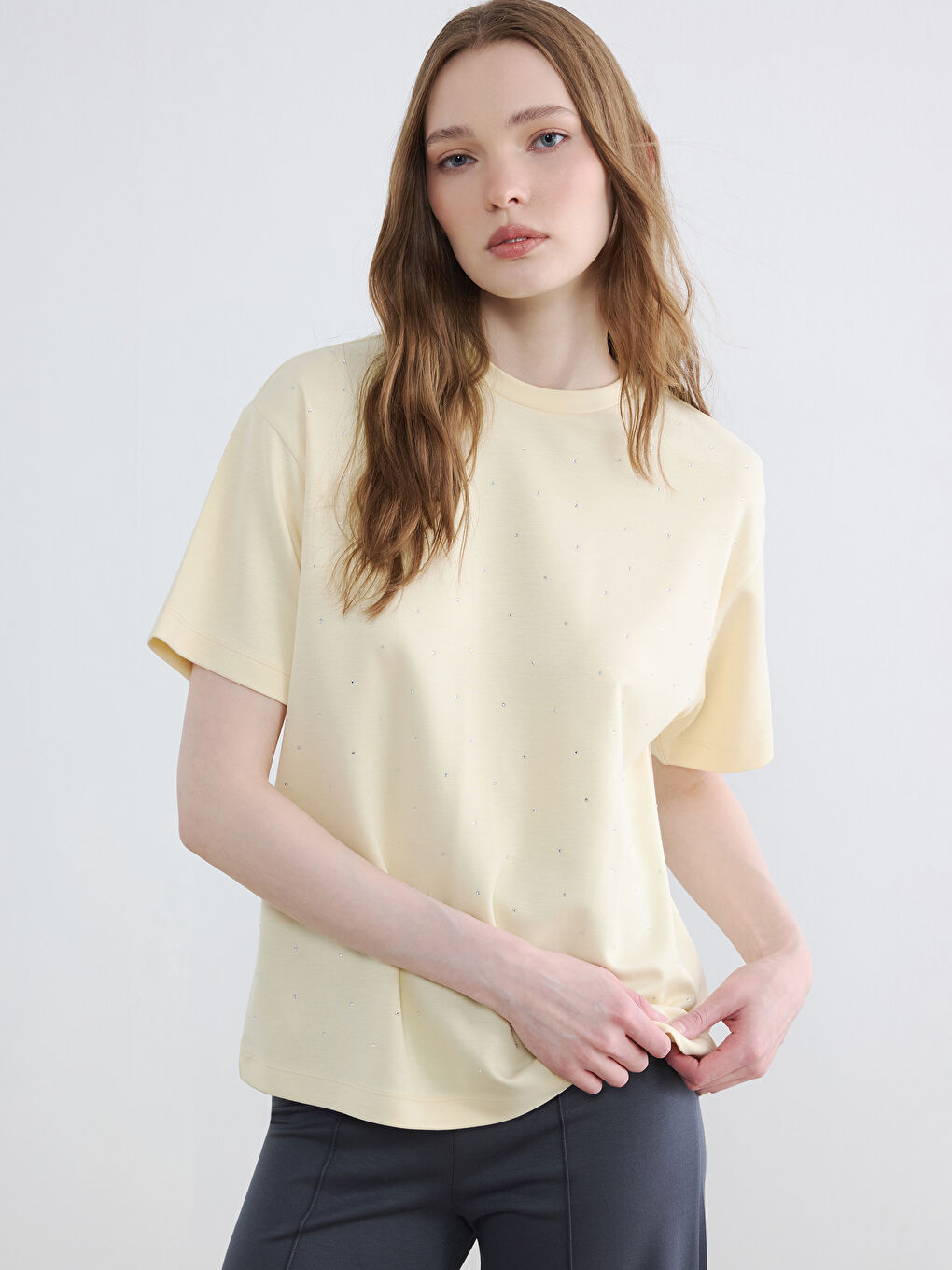 Rhinestone Embellished Soft Touch Women's T-Shirt