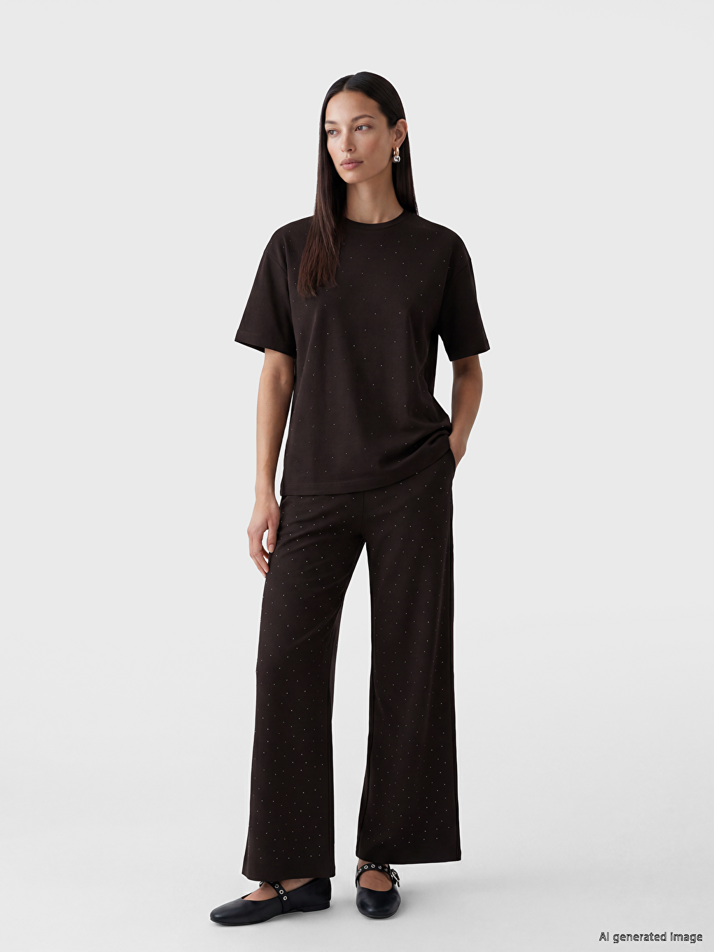 Rhinestone Embellished Soft Touch Women's T-Shirt-1