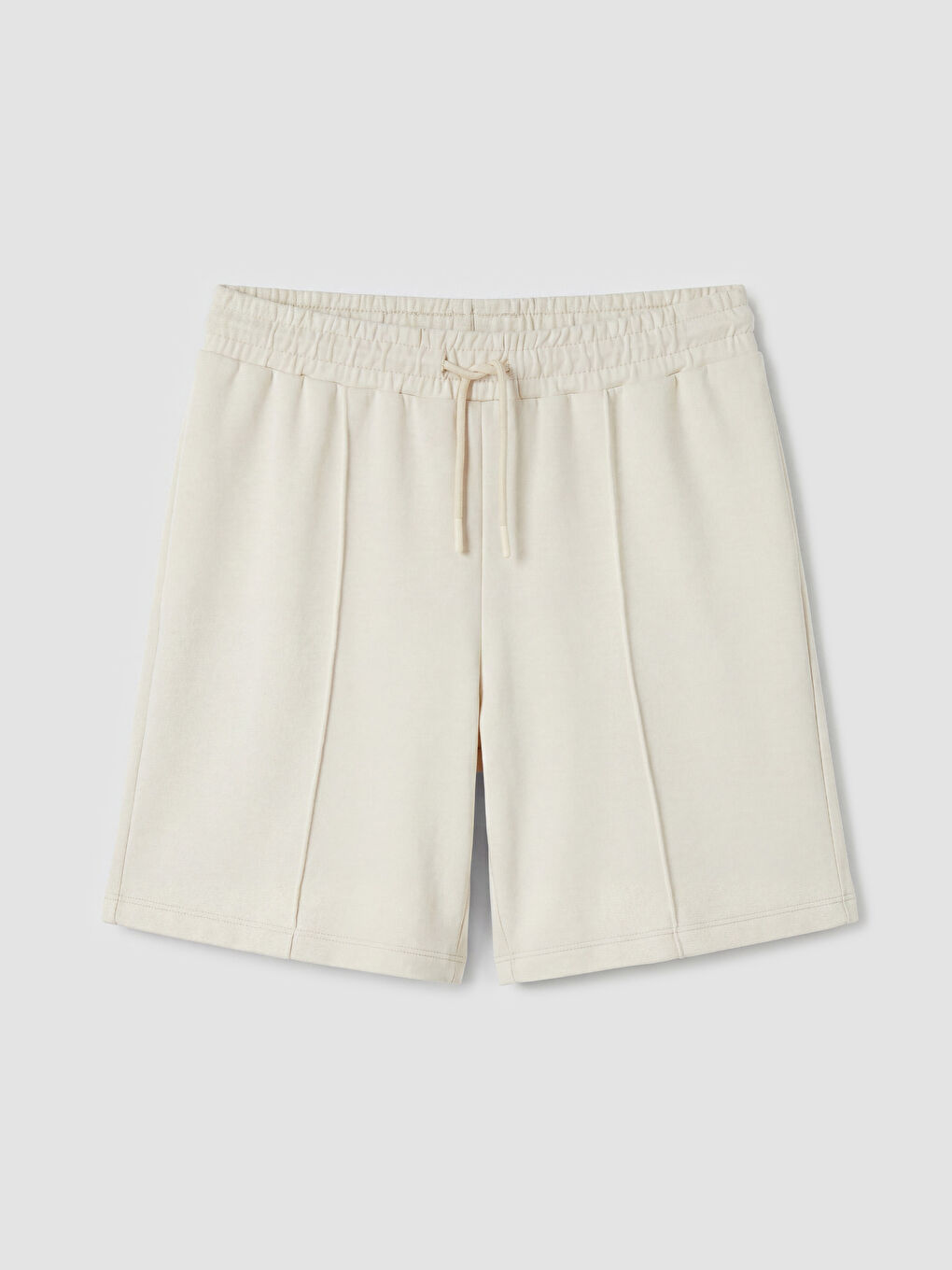 Bej Beli Lastikli Soft Touch Kadın Şort