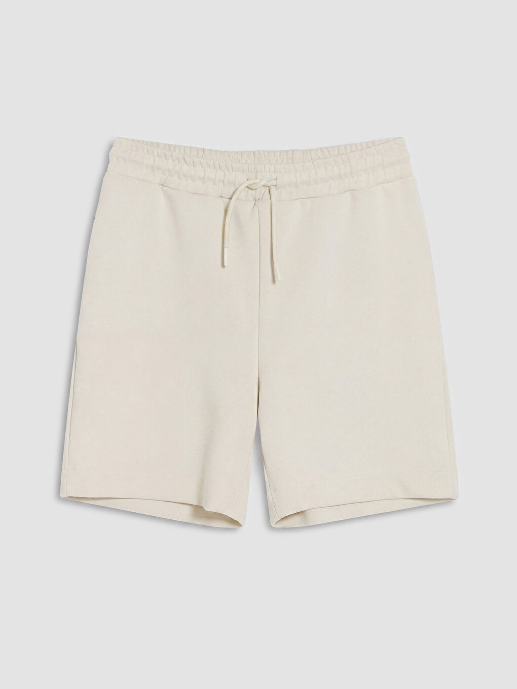 Bej Beli Lastikli Soft Touch Kadın Şort