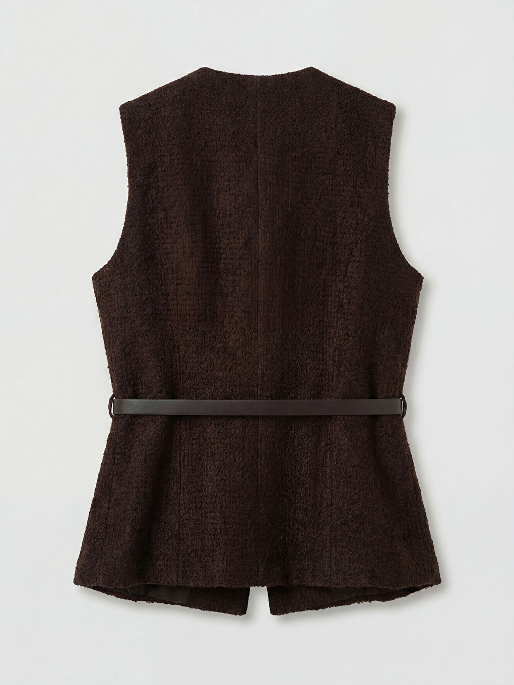 Kahverengi Kemerli Kadın Tüvit Yelek-5