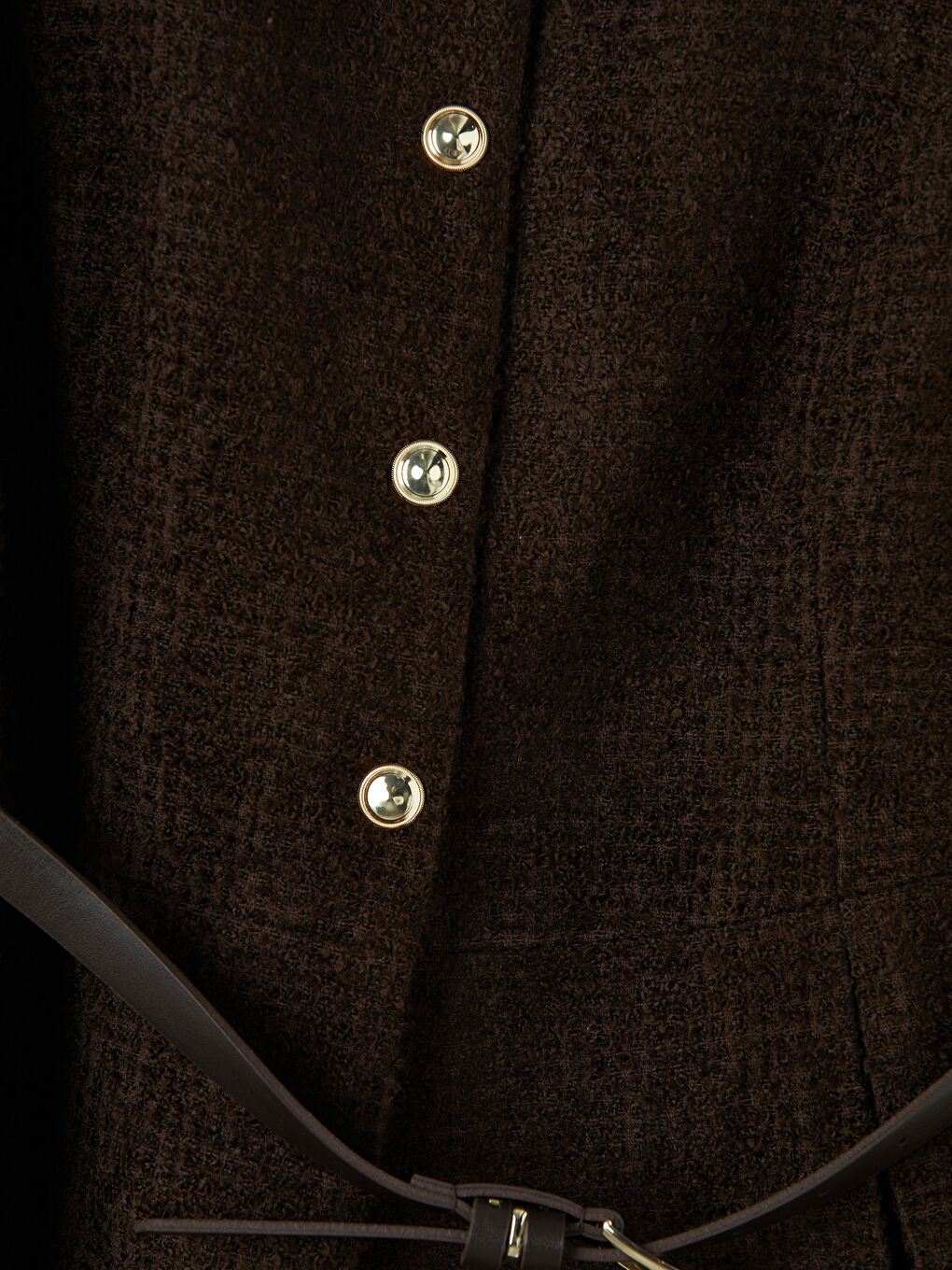 Kahverengi Kemerli Kadın Tüvit Yelek-6