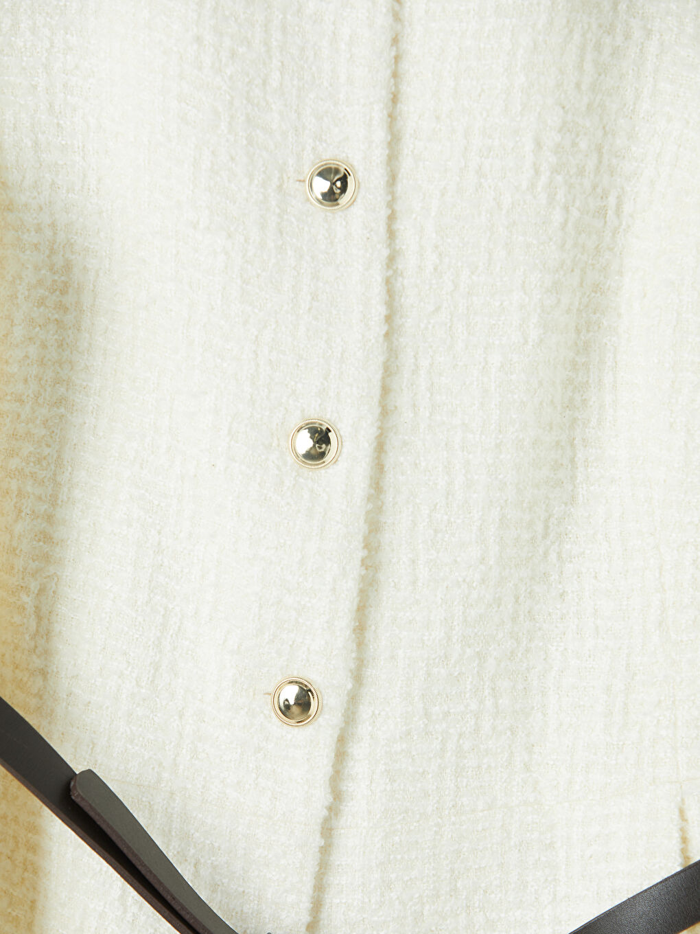 Ekru Kemerli Kadın Tüvit Yelek-6