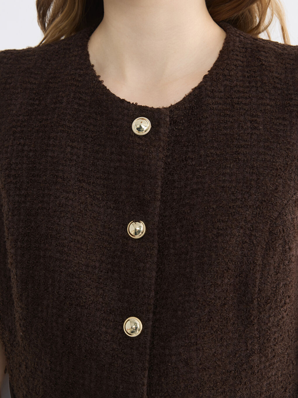 Kahverengi Kemerli Kadın Tüvit Yelek-2