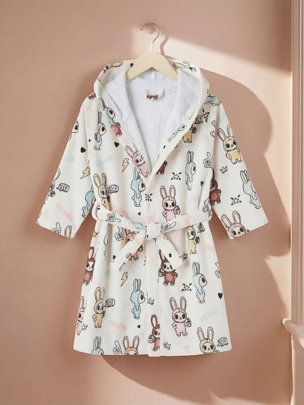 Rabbit Printed Girls' Bathrobe