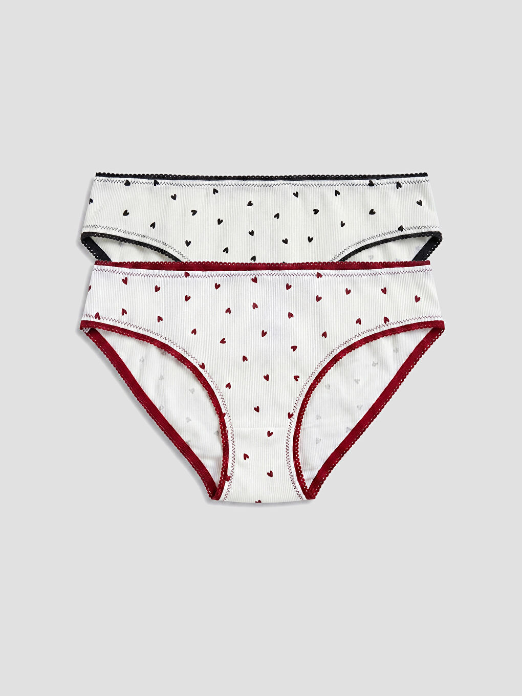 Ekru Kalp Desenli Bikini Külot 2'li