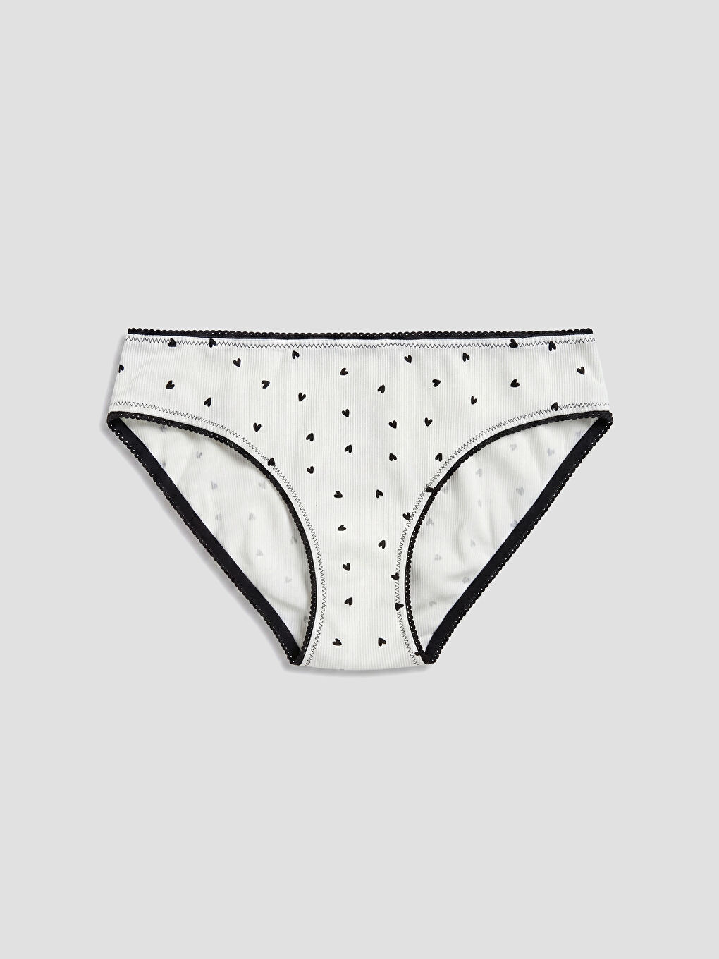Ekru Kalp Desenli Bikini Külot 2'li-1
