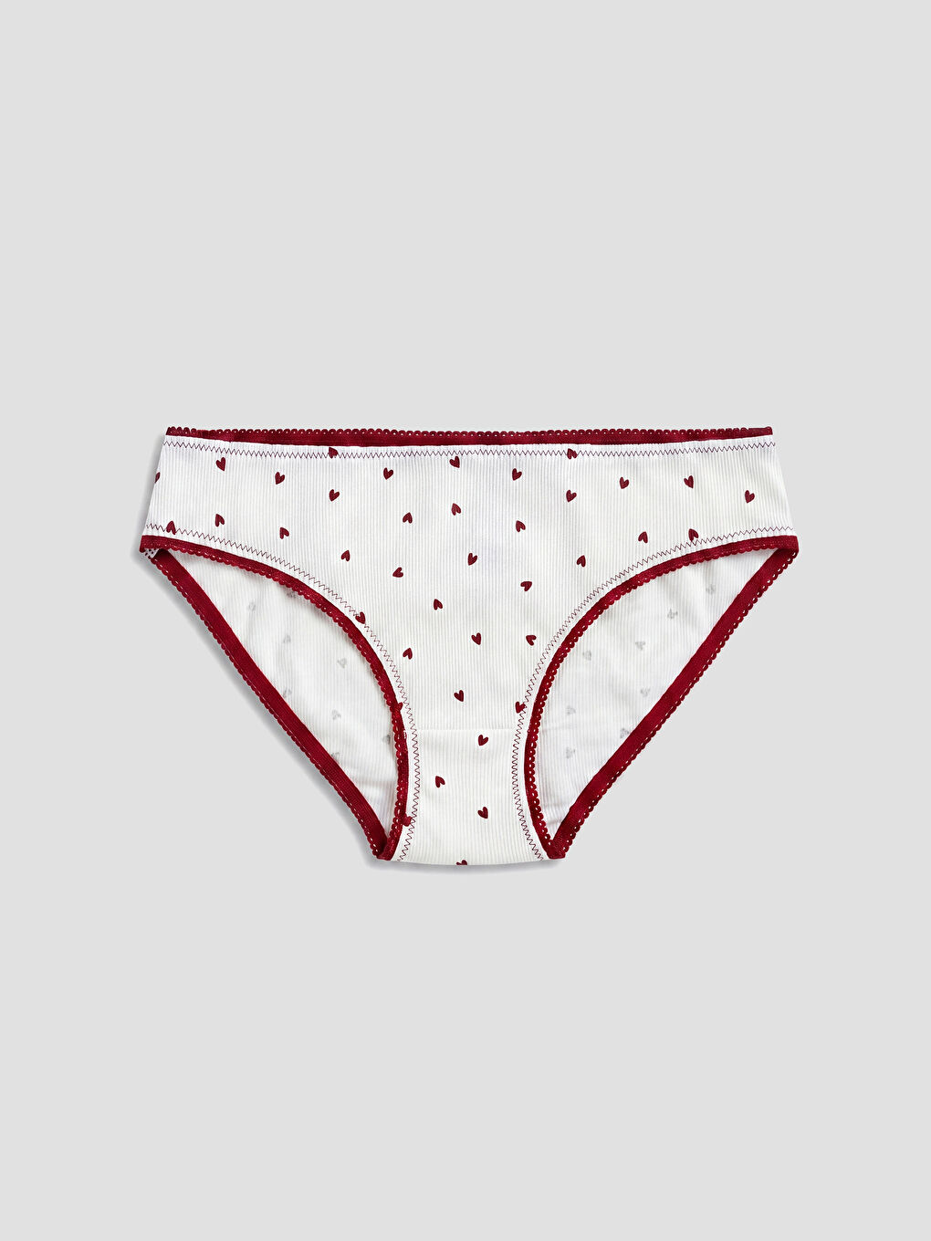 Ekru Kalp Desenli Bikini Külot 2'li-2
