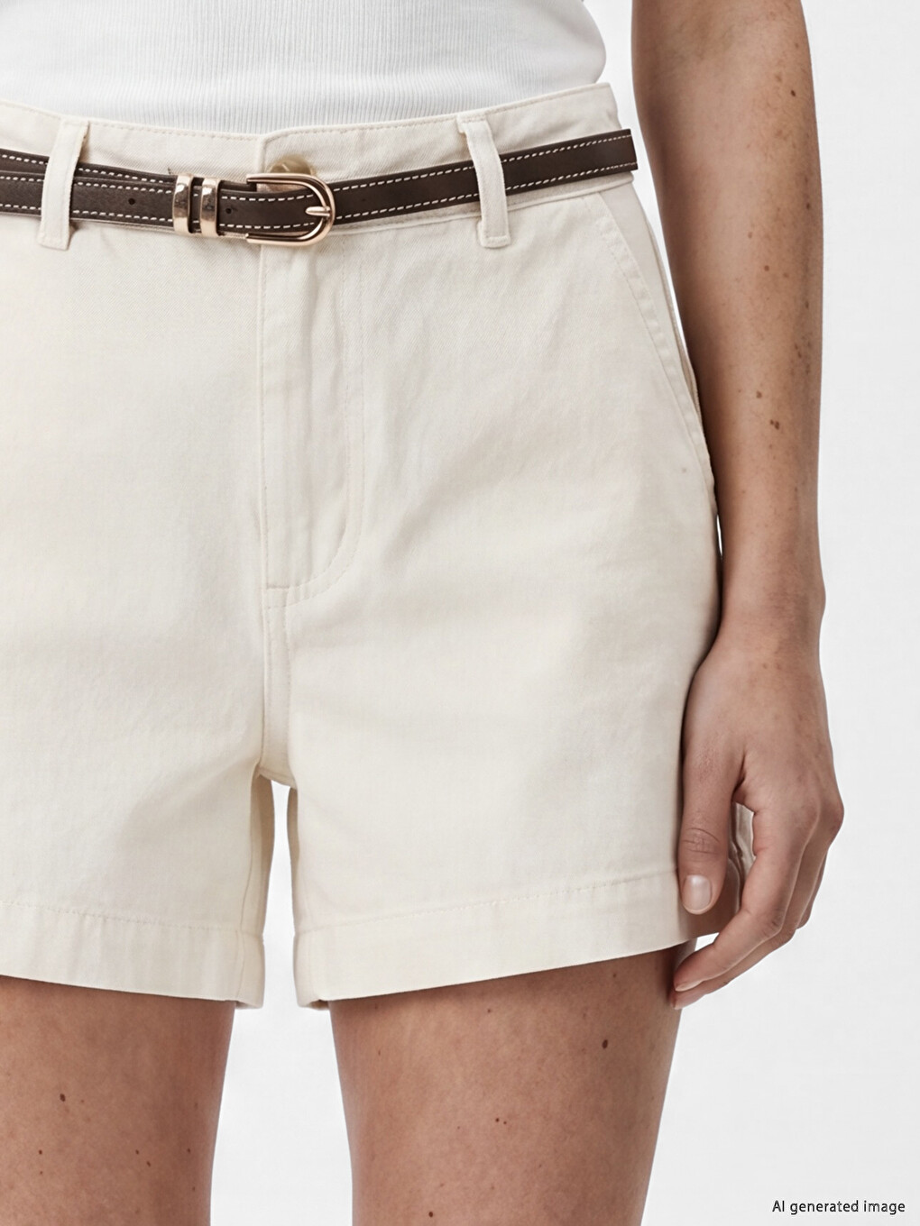 Belted Regular Fit Women's Jean Shorts-2