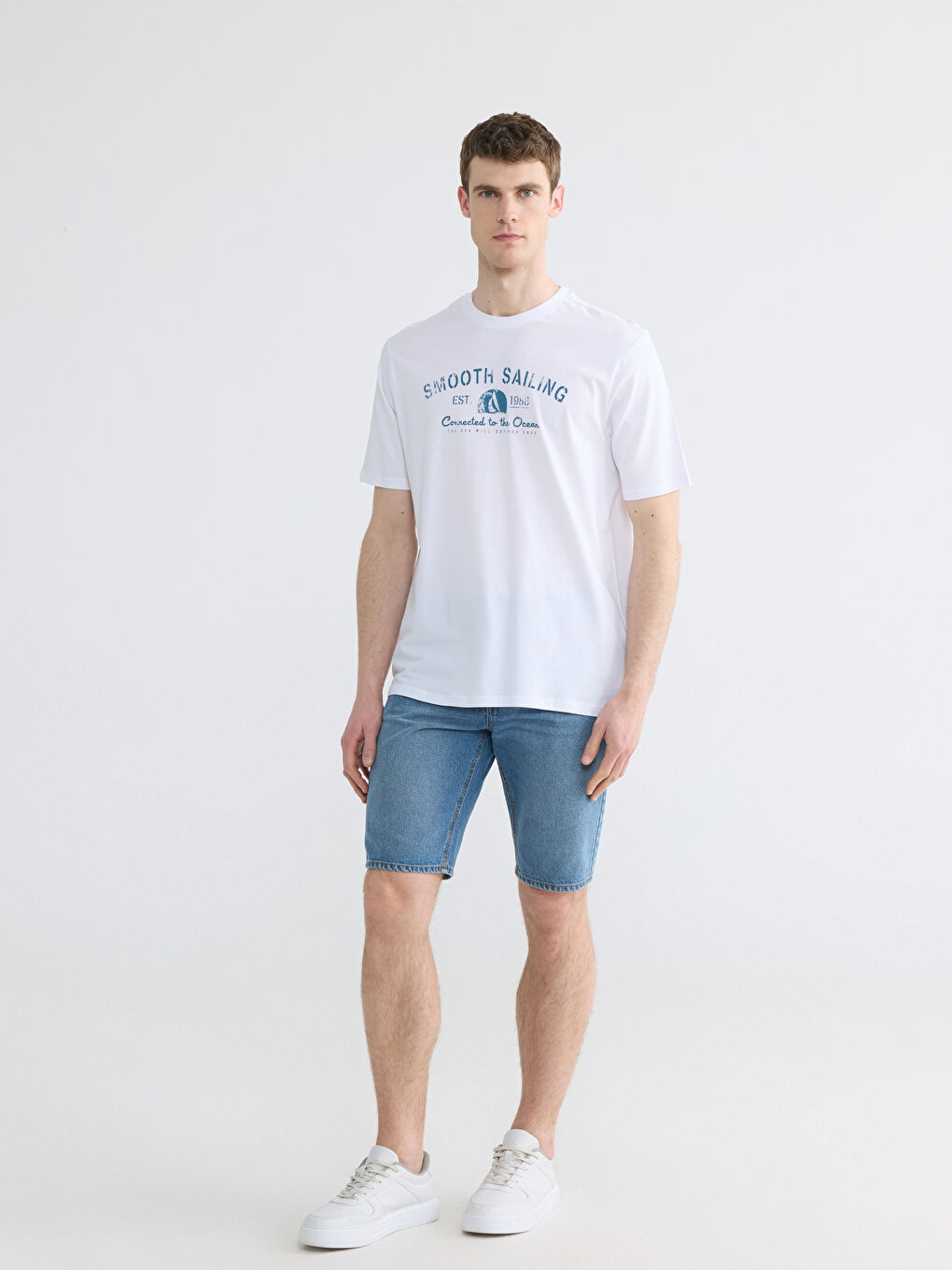 T-shirt à col rond imprimé pour homme-1