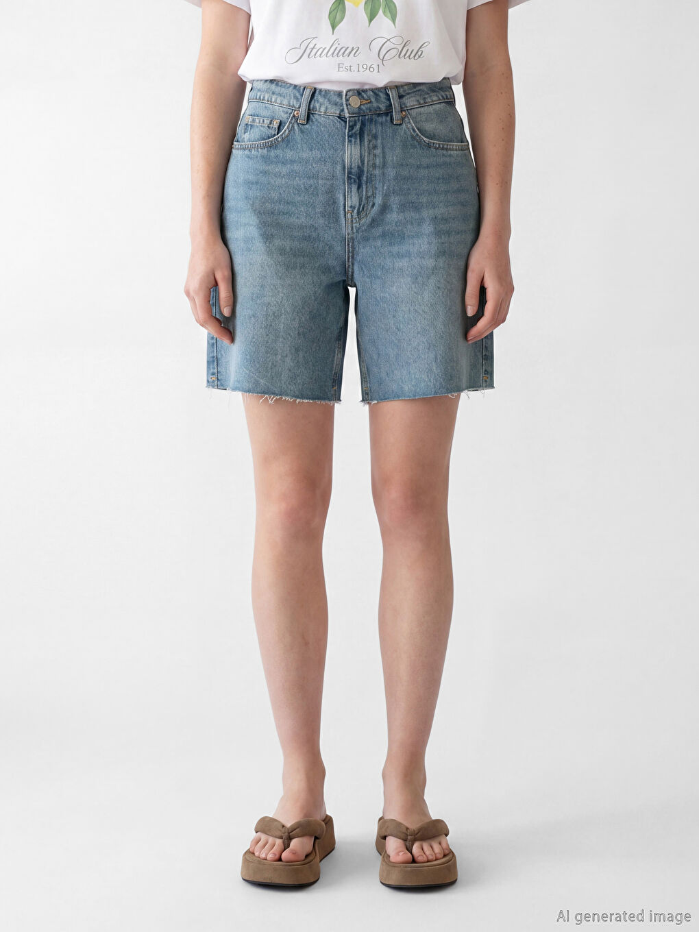 Mavi Bermuda Fit Kadın Jean Şort-1