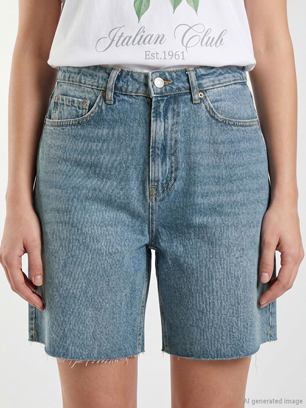 Mavi Bermuda Fit Kadın Jean Şort-2