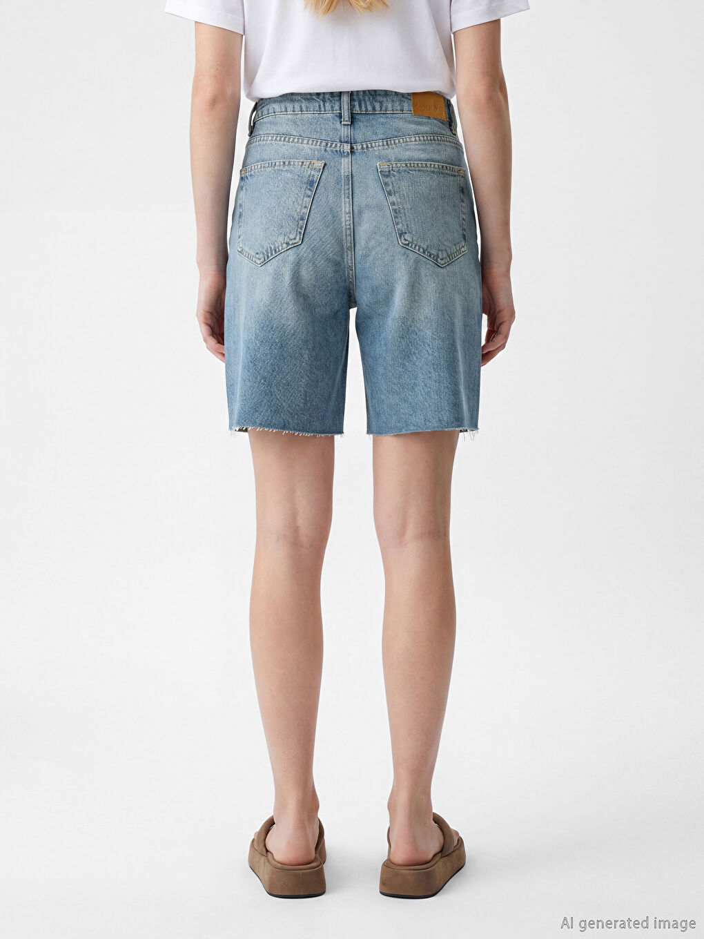 Mavi Bermuda Fit Kadın Jean Şort-3