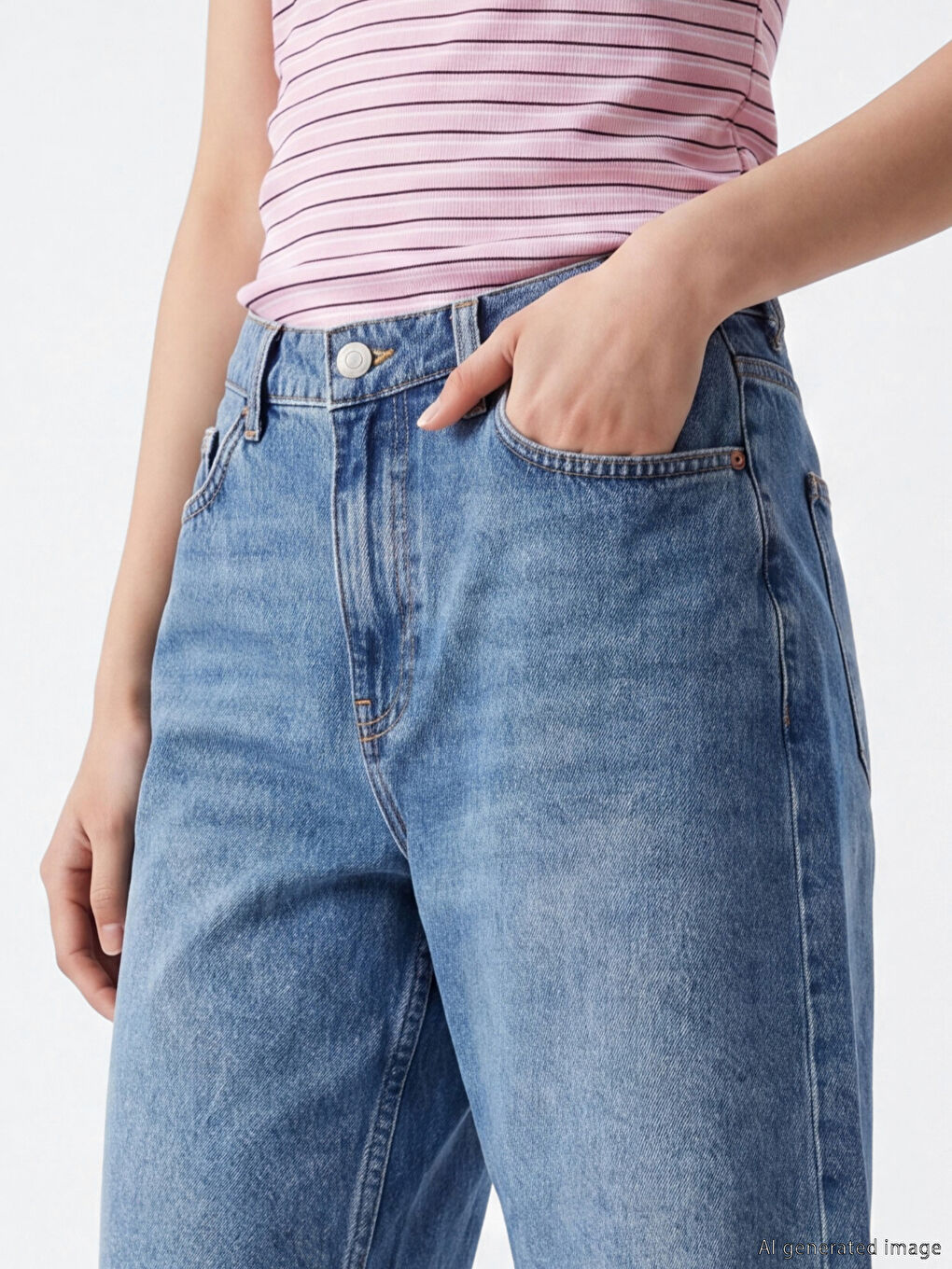 High Waisted Bermuda Fit Women's Denim Shorts-2