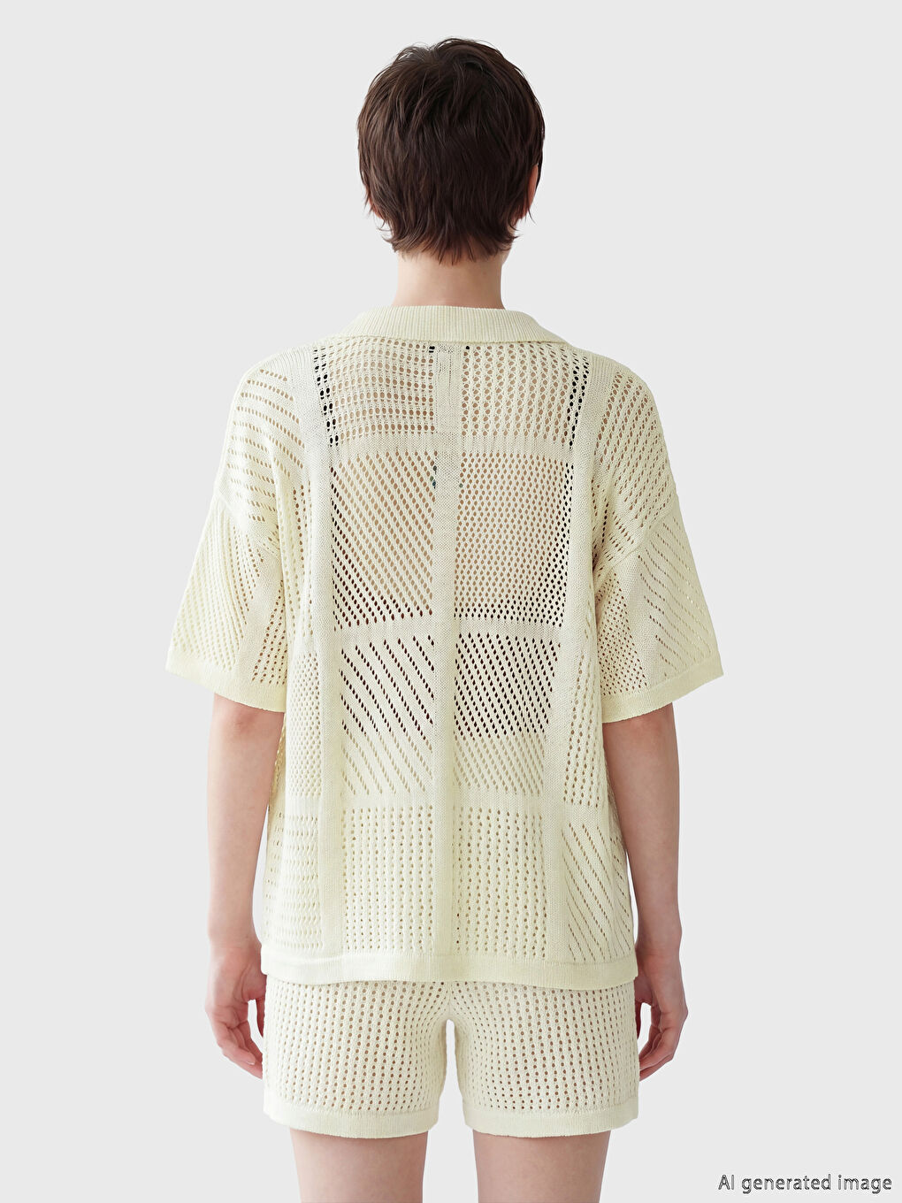 Bej Ajurlu Kadın Gömlek-4