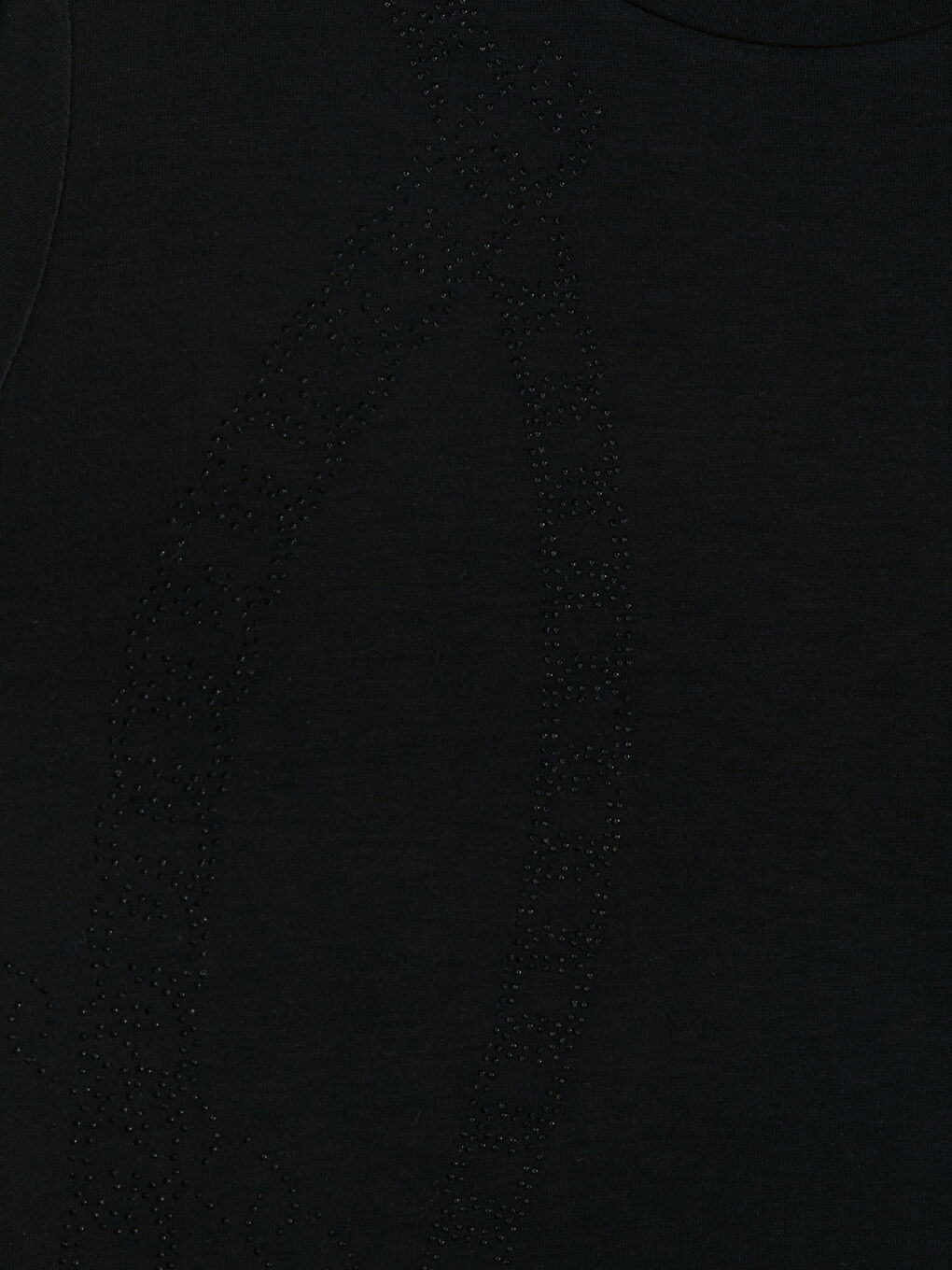 Siyah Bisiklet Yaka Taşlı Baskılı Kadın Tişört-2