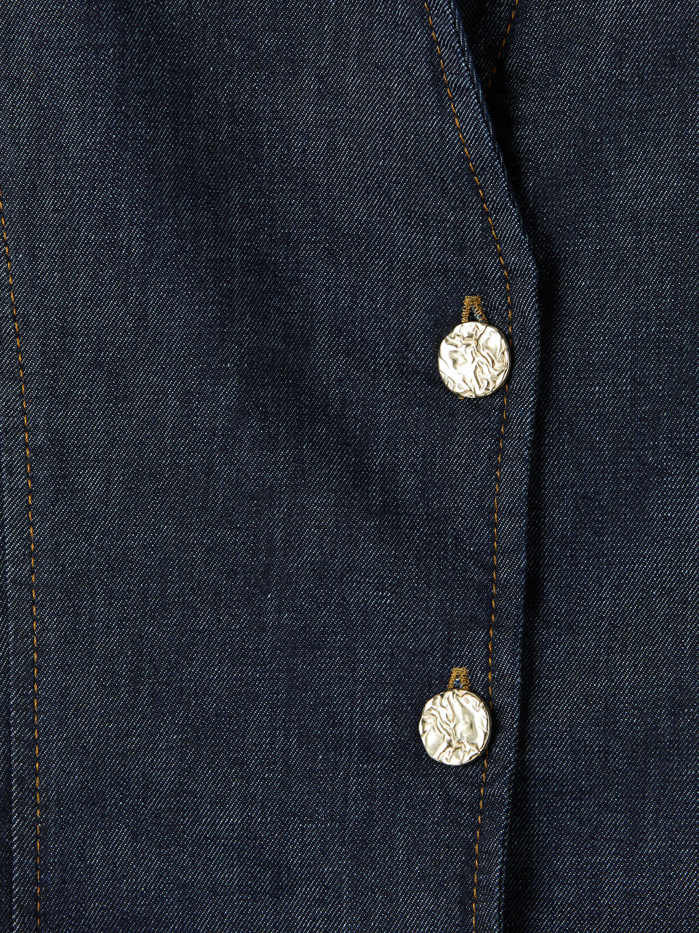 İndigo Kaçık Yaka Mini Jean Elbise-2
