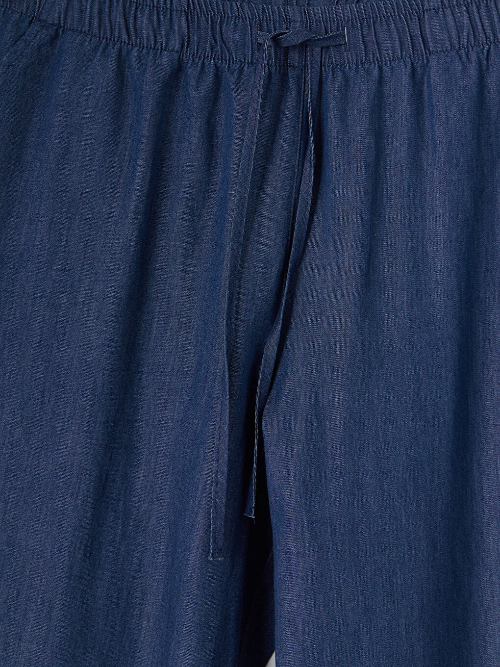 Mavi Beli Lastikli Wideleg Kadın Jean Pantolon-2