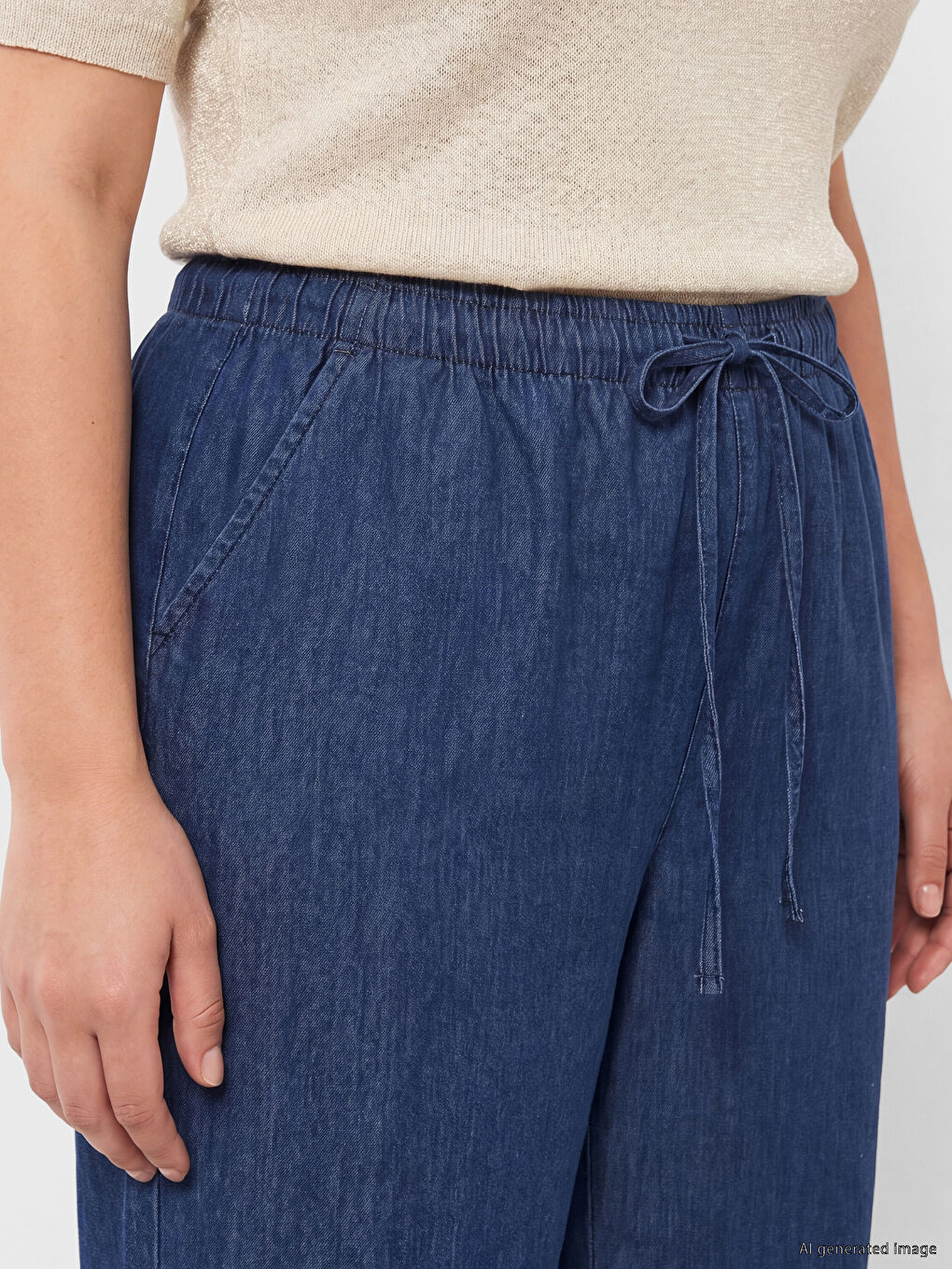 Elastic Waist Wideleg Women's Jeans-2