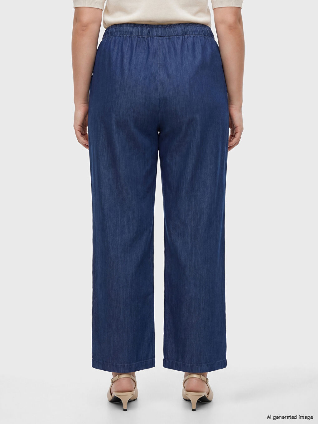 Elastic Waist Wideleg Women's Jeans-3