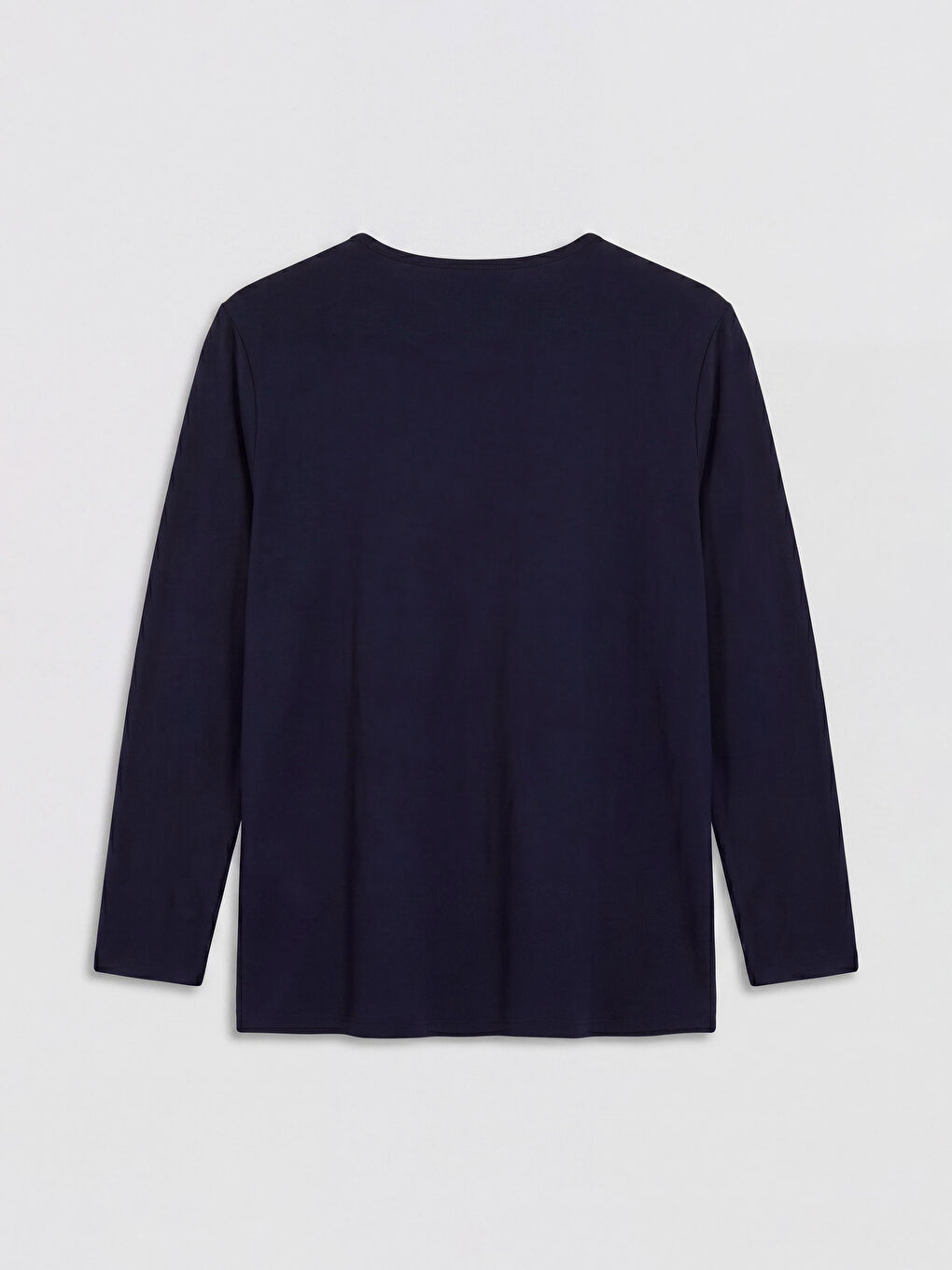 Lacivert Bisiklet Yaka Desenli Kadın Tişört-1