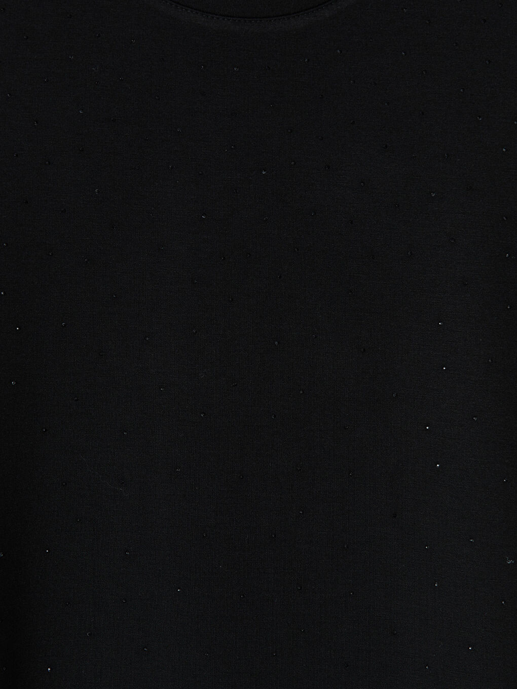 Siyah Bisiklet Yaka Taşlı Kadın Tişört-2