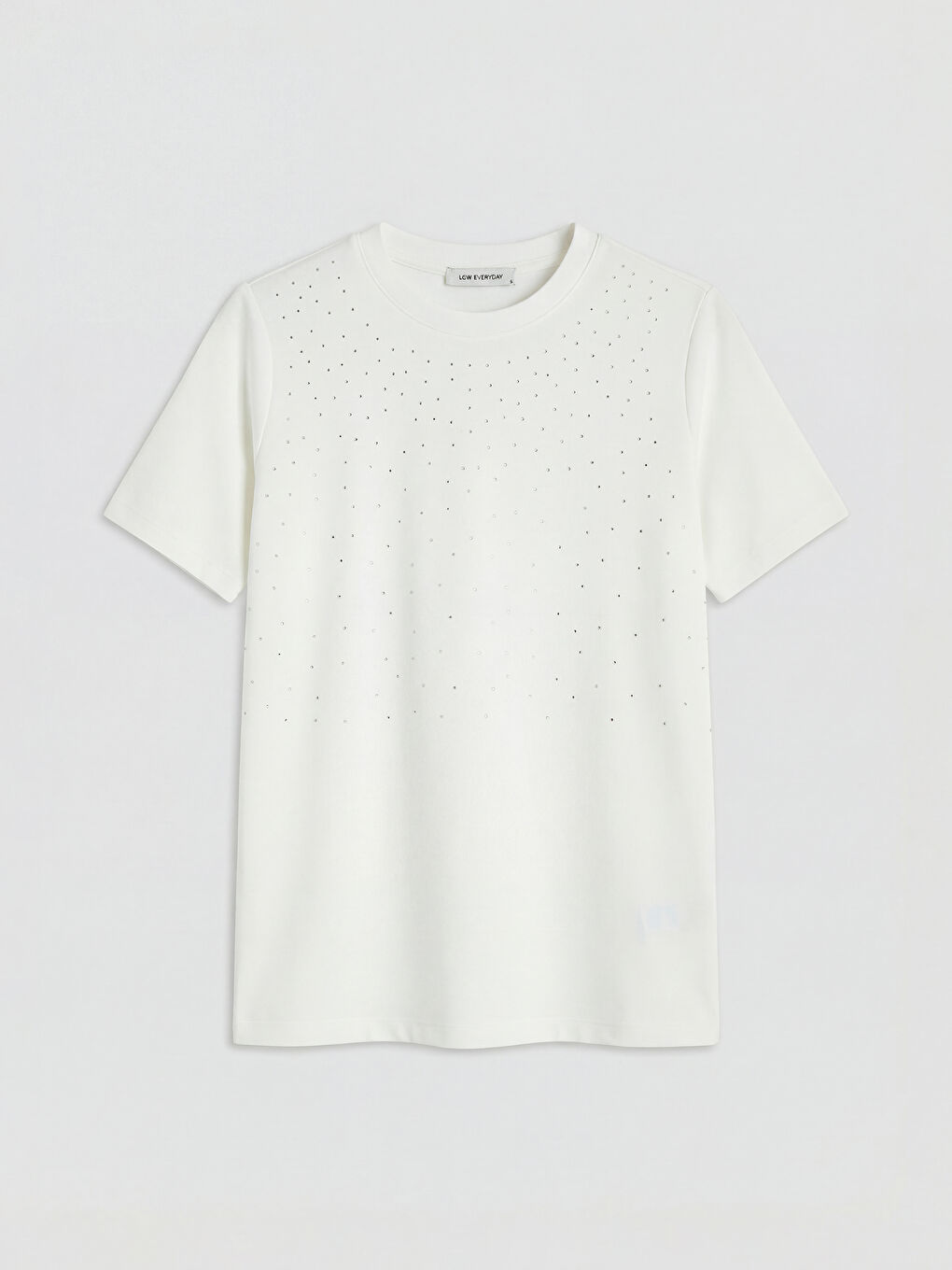 Ekru Bisiklet Yaka Taşlı Bluz