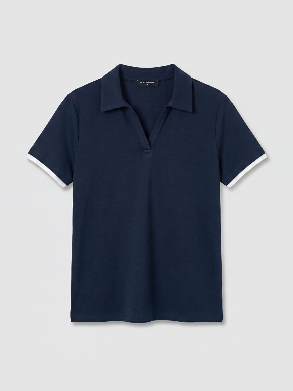 Lacivert Polo Yaka Kadın Tişört