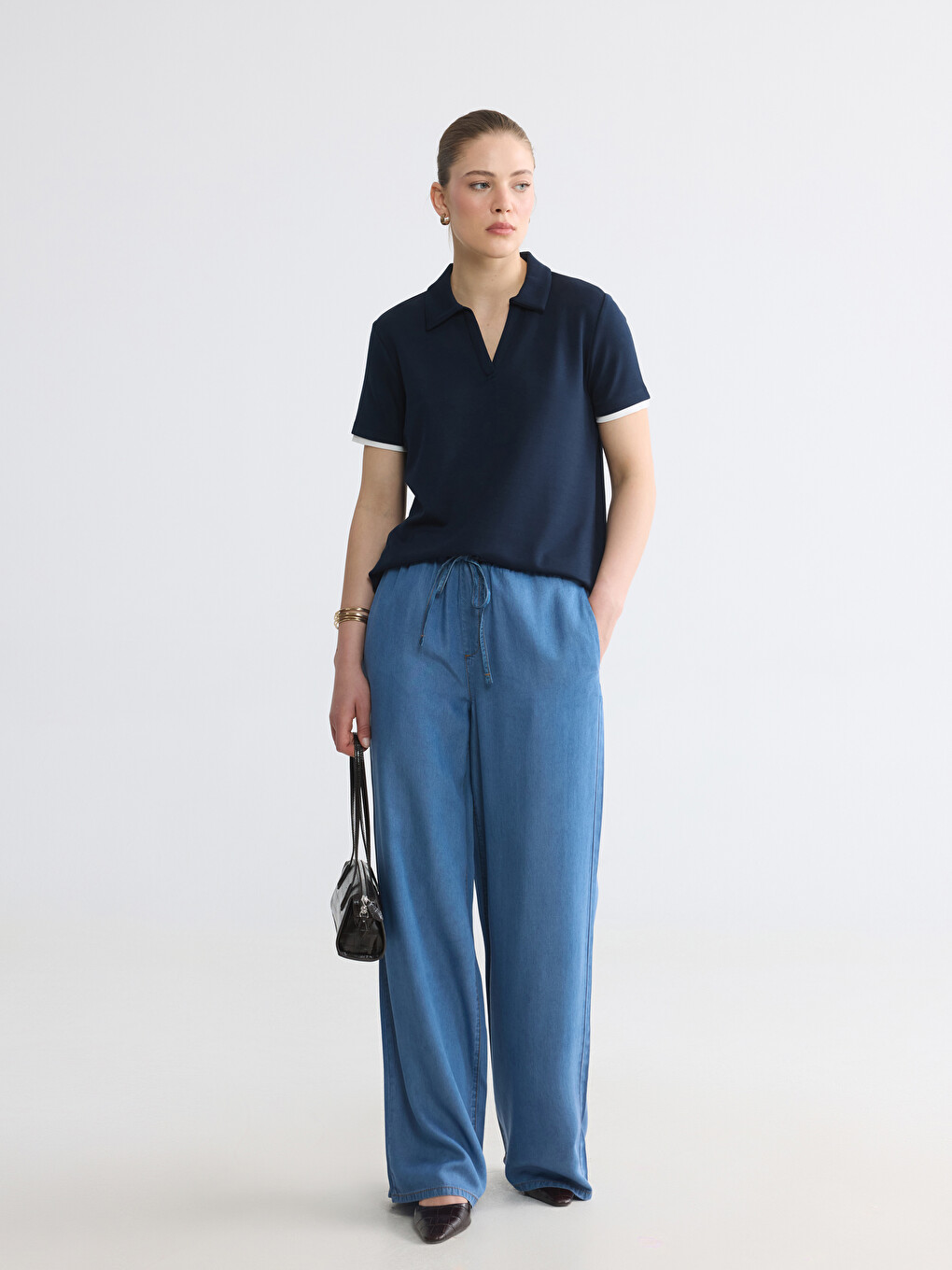 Polo Collar Women's T-Shirt-1