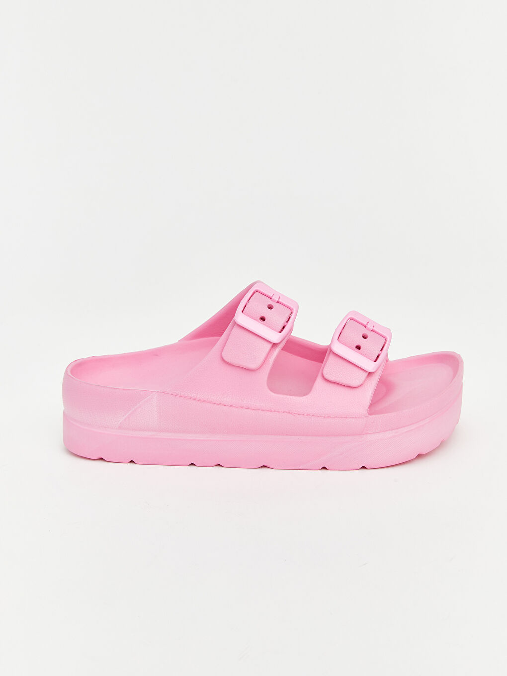 Pembe Çift Tokalı Kalın Tabanlı Kadın Terlik-1